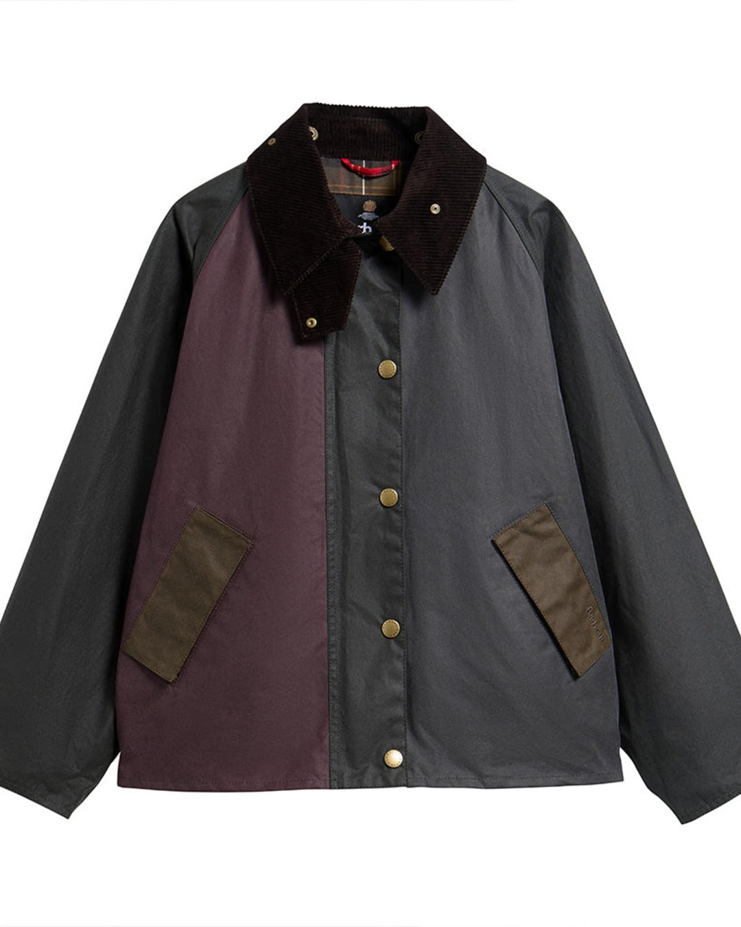 Barbour - Transport Wax Patchwork Jacket - Sage & Burgundy