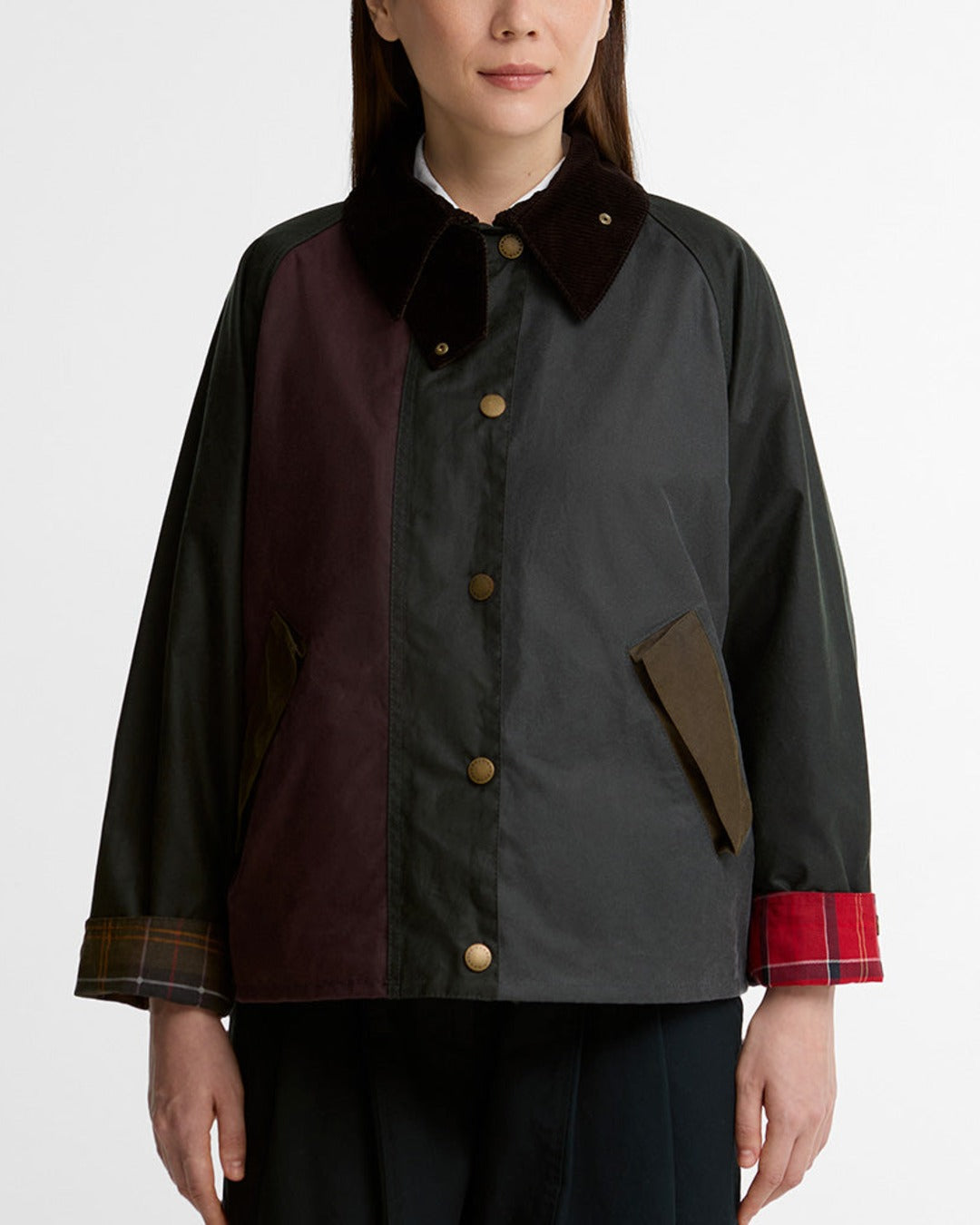 Barbour - Transport Wax Patchwork Jacket - Sage & Burgundy