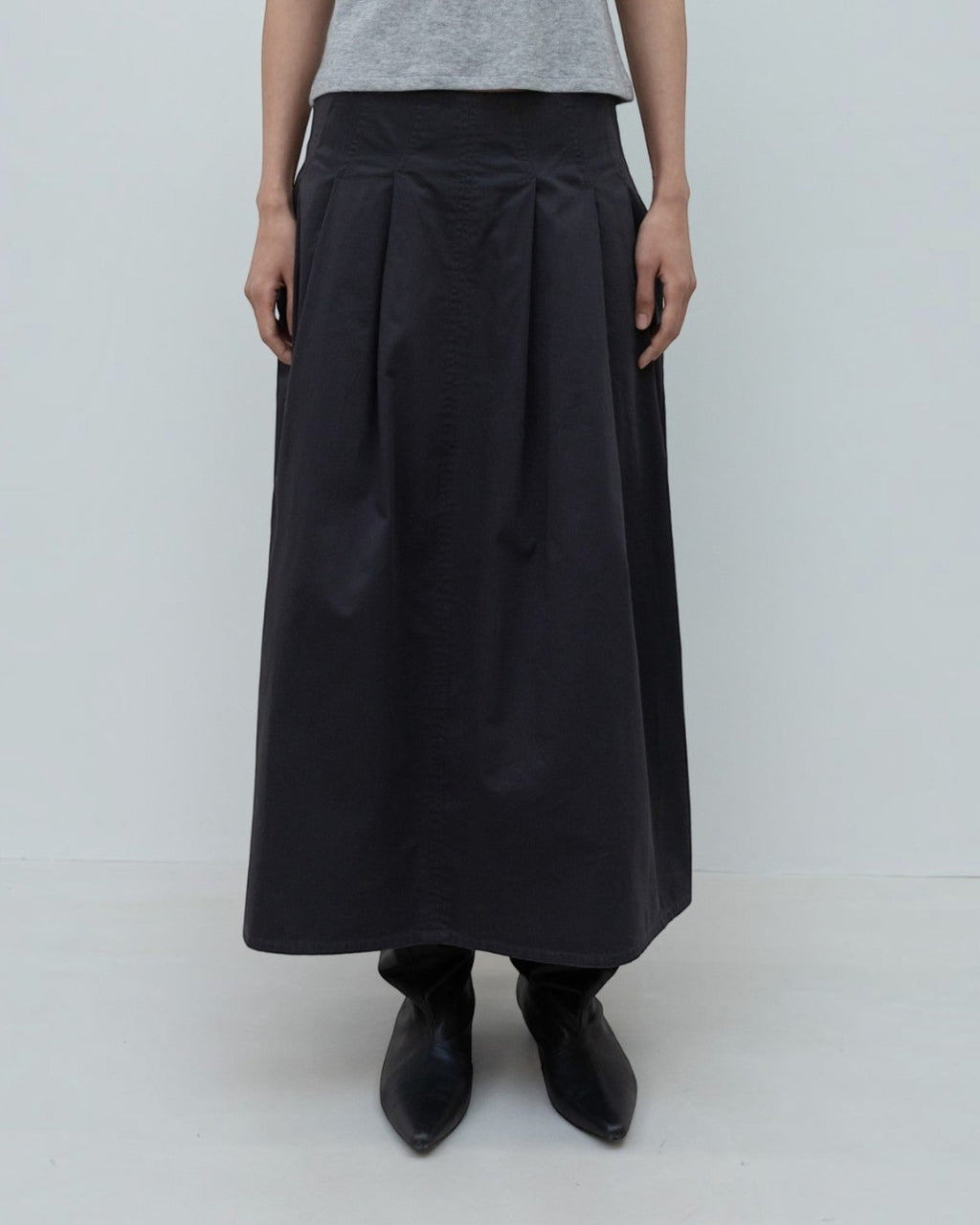 Low Classic - Jupe Longue Tucked - Charcoal