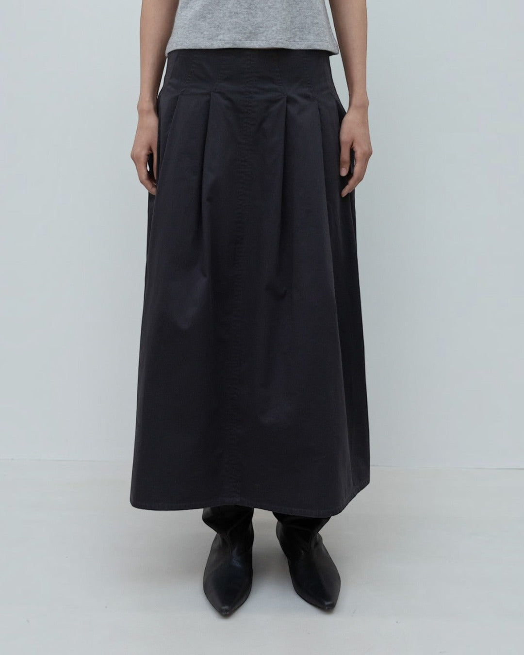 Low Classic - Jupe Longue Tucked - Charcoal