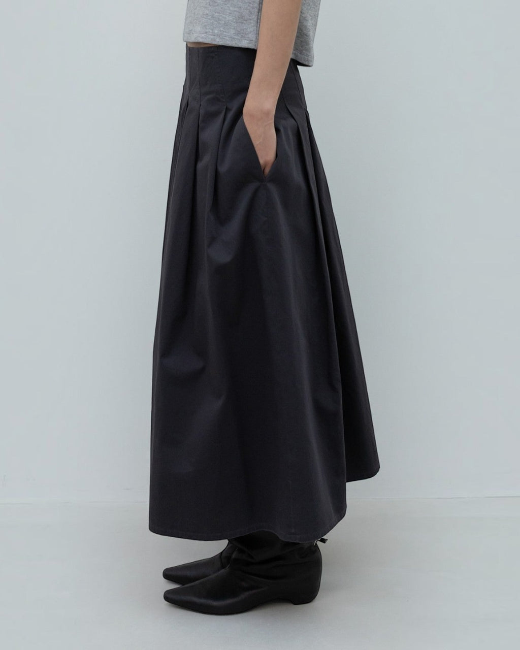 Low Classic - Jupe Longue Tucked - Charcoal