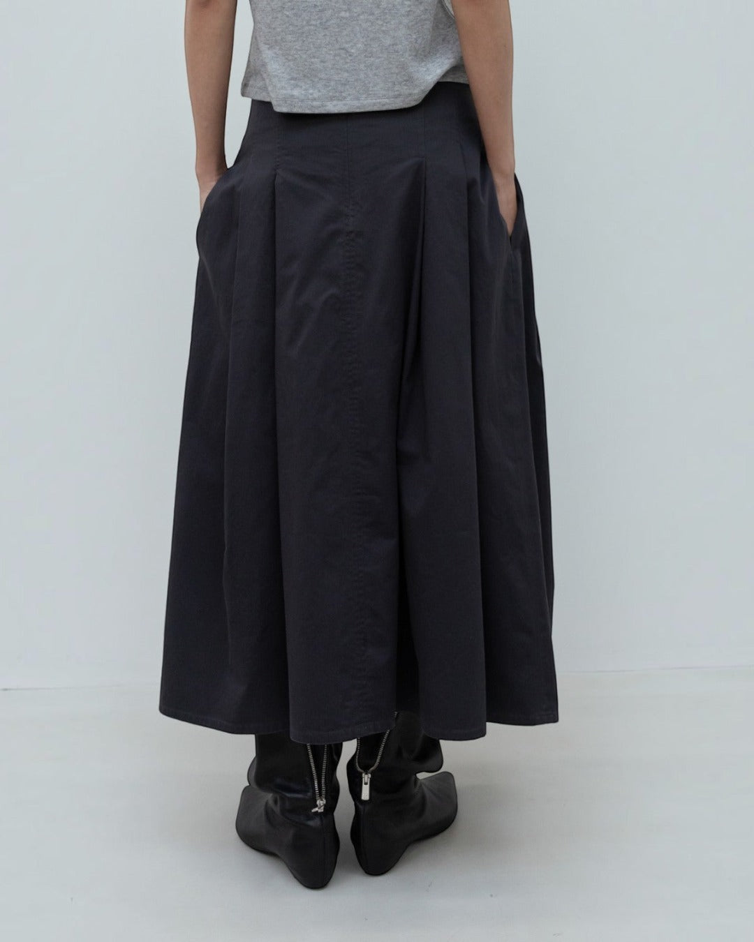 Low Classic - Jupe Longue Tucked - Charcoal