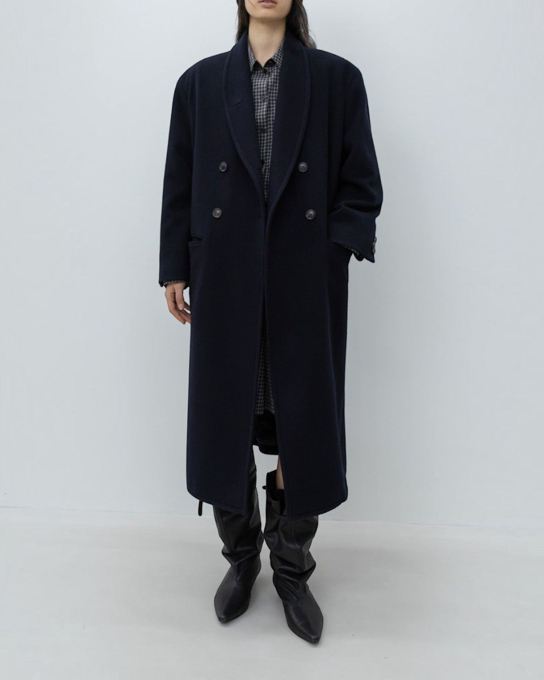 Low Classic - Shawl Collar Coat - Navy