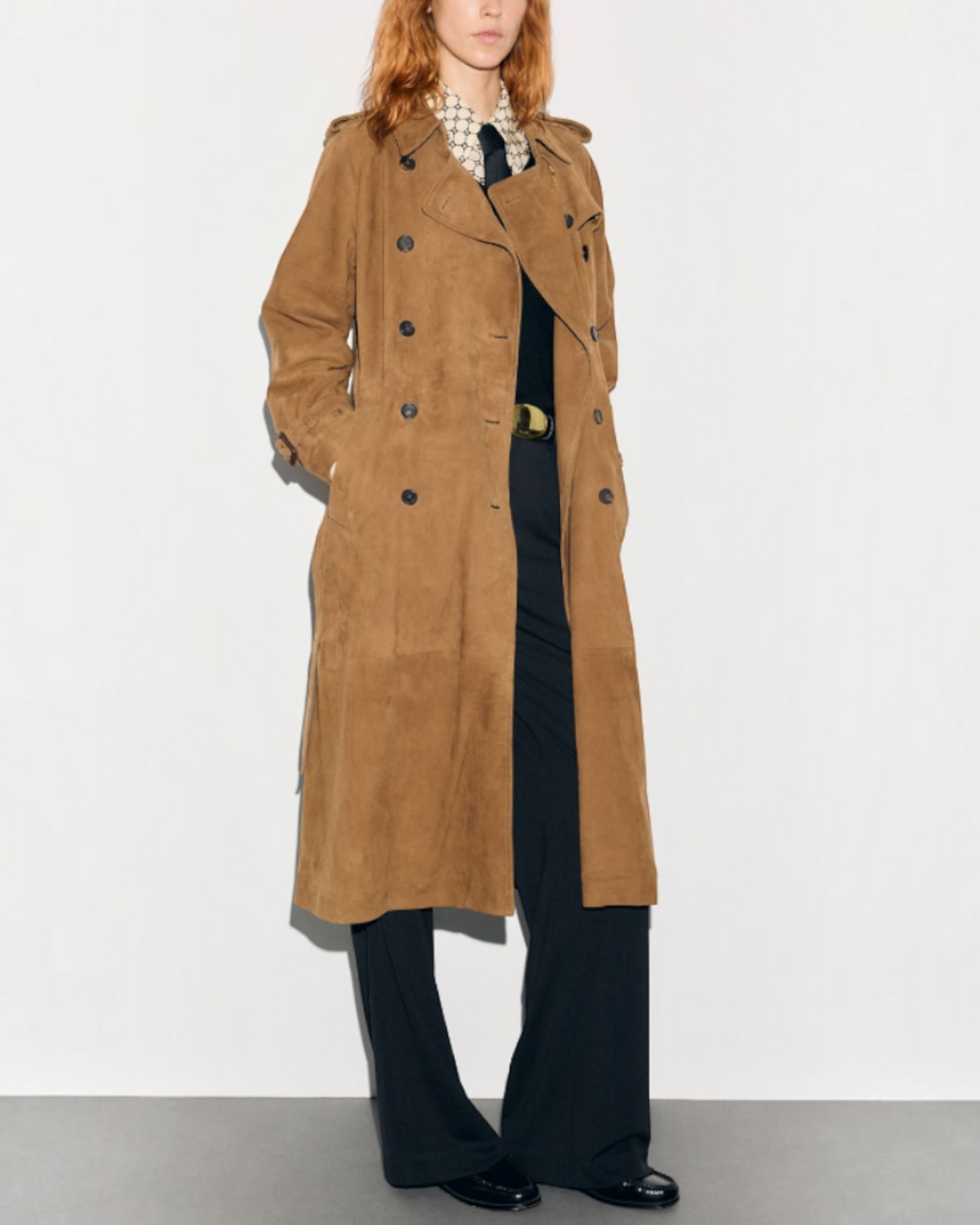 Gerard Darel - Judy Suede Leather Trench Coat - Yellow