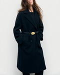 Gerard Darel - Manteau Long Croisé Aliz - Noir
