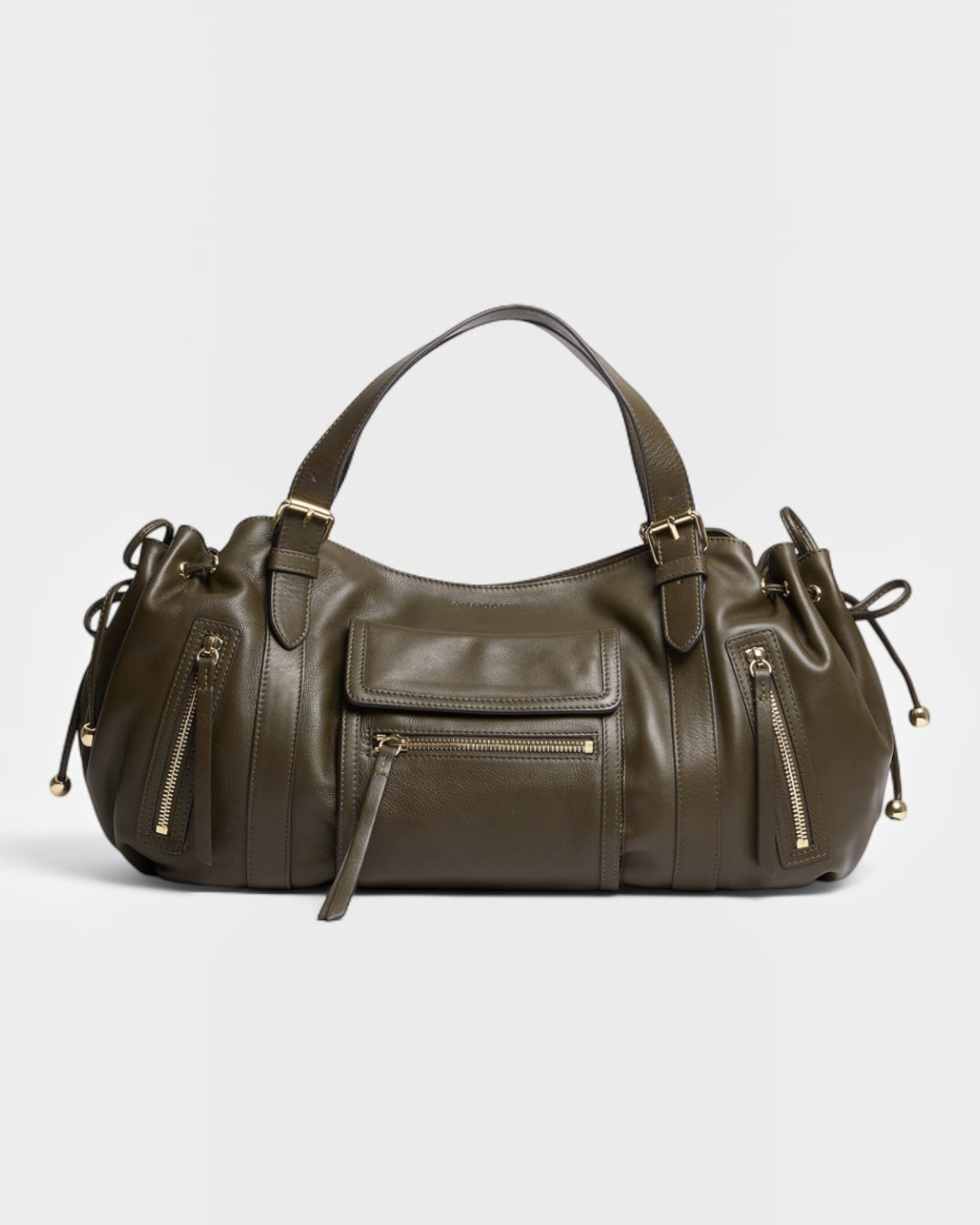 Gerard Darel - Sac À Main En Cuir Avec Poches Zippées St Germain - Kaki