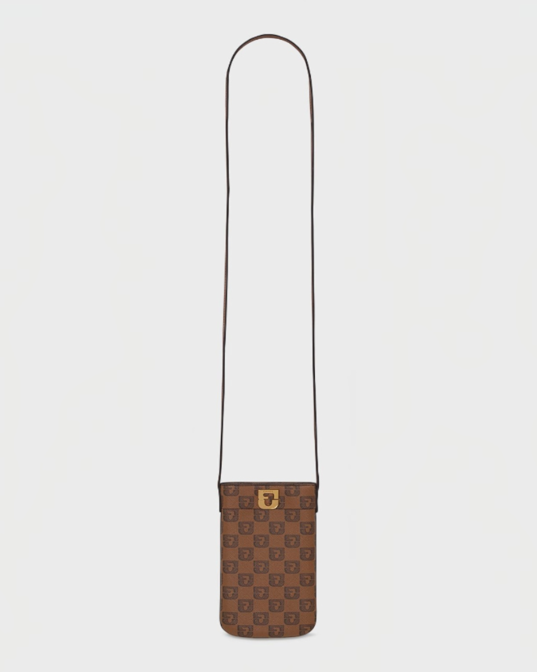 Gerard Darel - Porte Téléphone En Toile Enduite Monogrammée Et Cuir Ladyphone - Camel