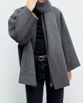Gerard Darel - Manteau Zippé En Laine Double Face Amia - Gris