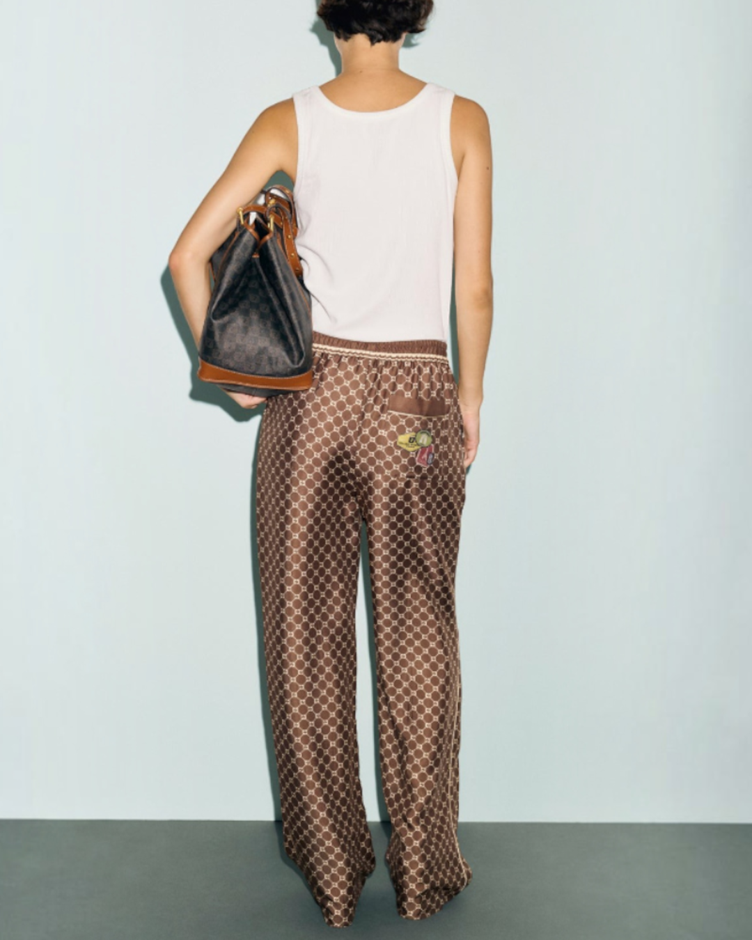 Gerard Darel - Clery Monogram Satin Trousers - Brown