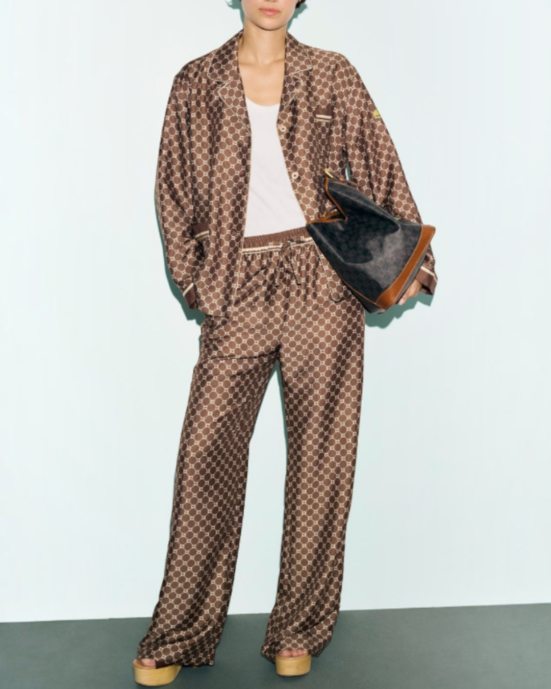 Gerard Darel - Chemise Satinée À Monogramme Calena - Marron