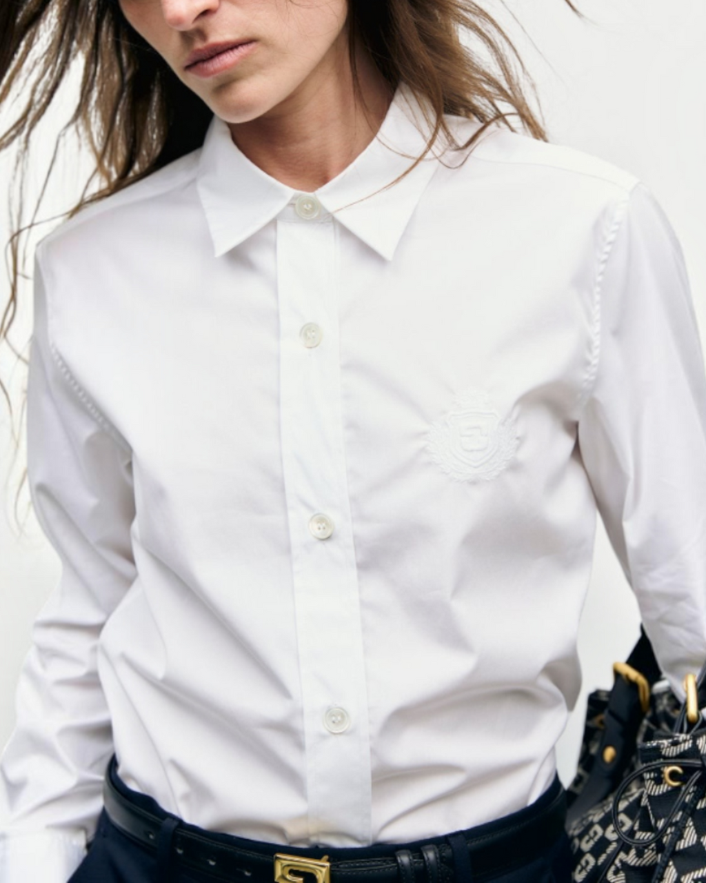 Gerard Darel - Chemise En Popeline À Blason Luma - Blanc