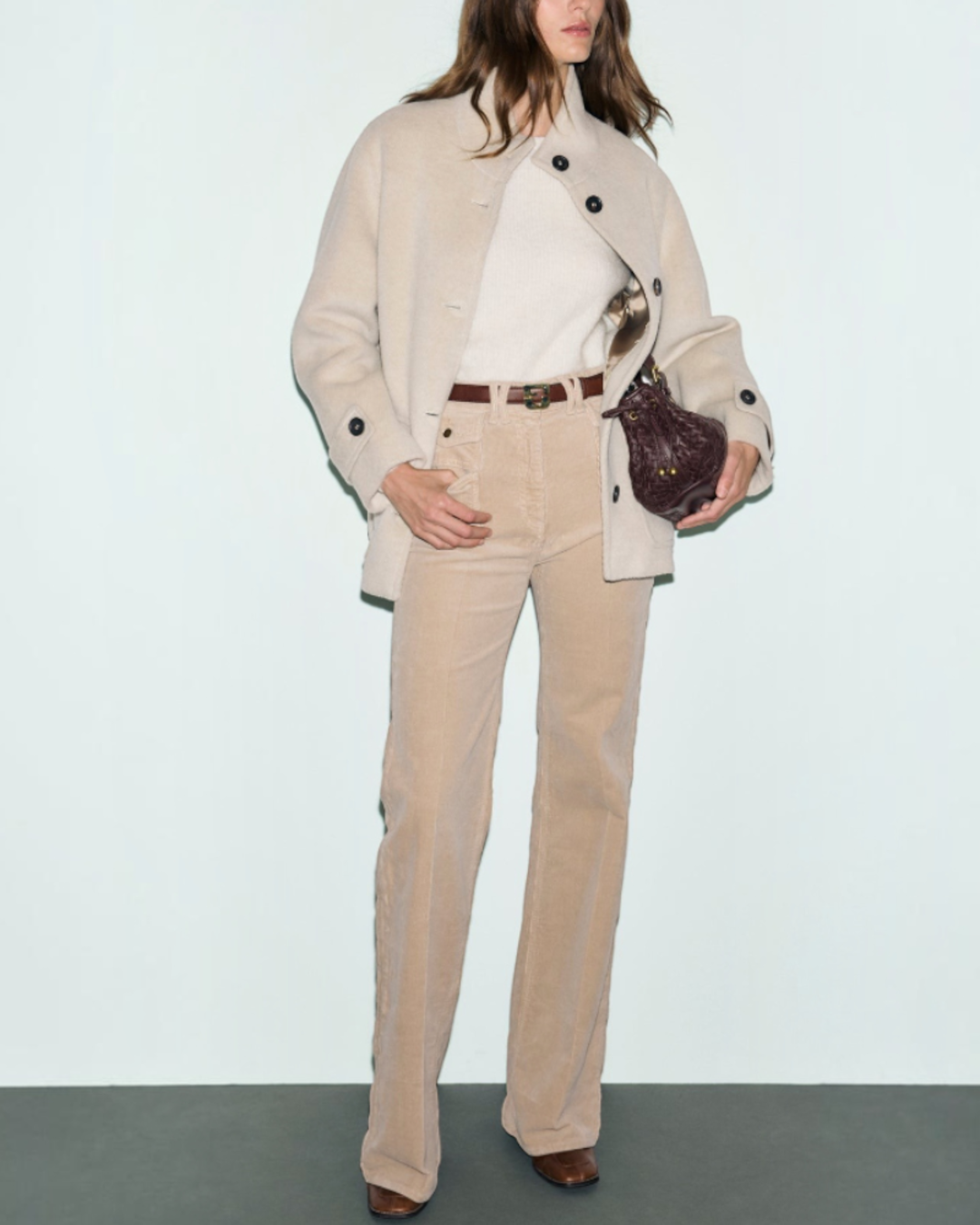Gerard Darel - Manteau Court En Laine Et Alpaga Alay - Beige
