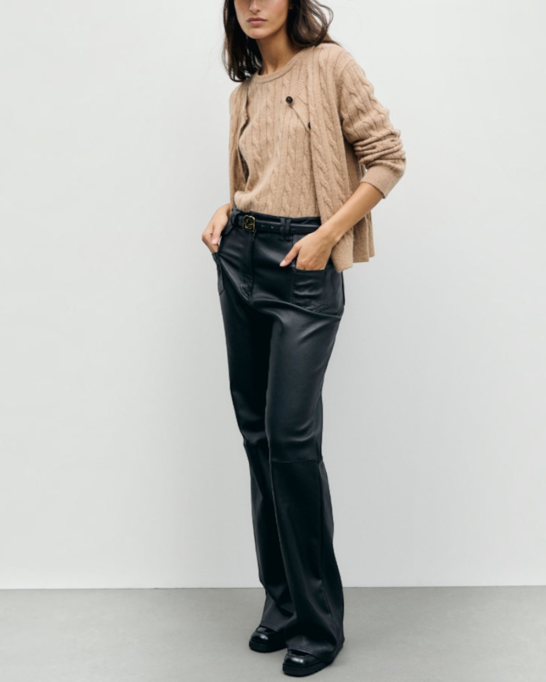Gerard Darel - Cynthia Leather Flare Pants - Black