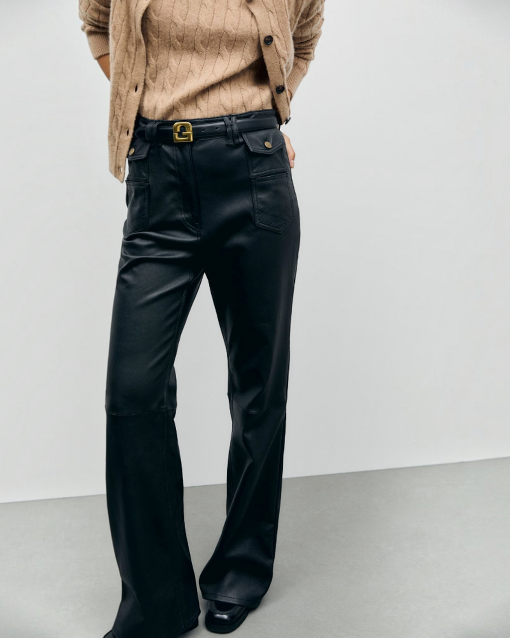 Gerard Darel - Cynthia Leather Flare Pants - Black