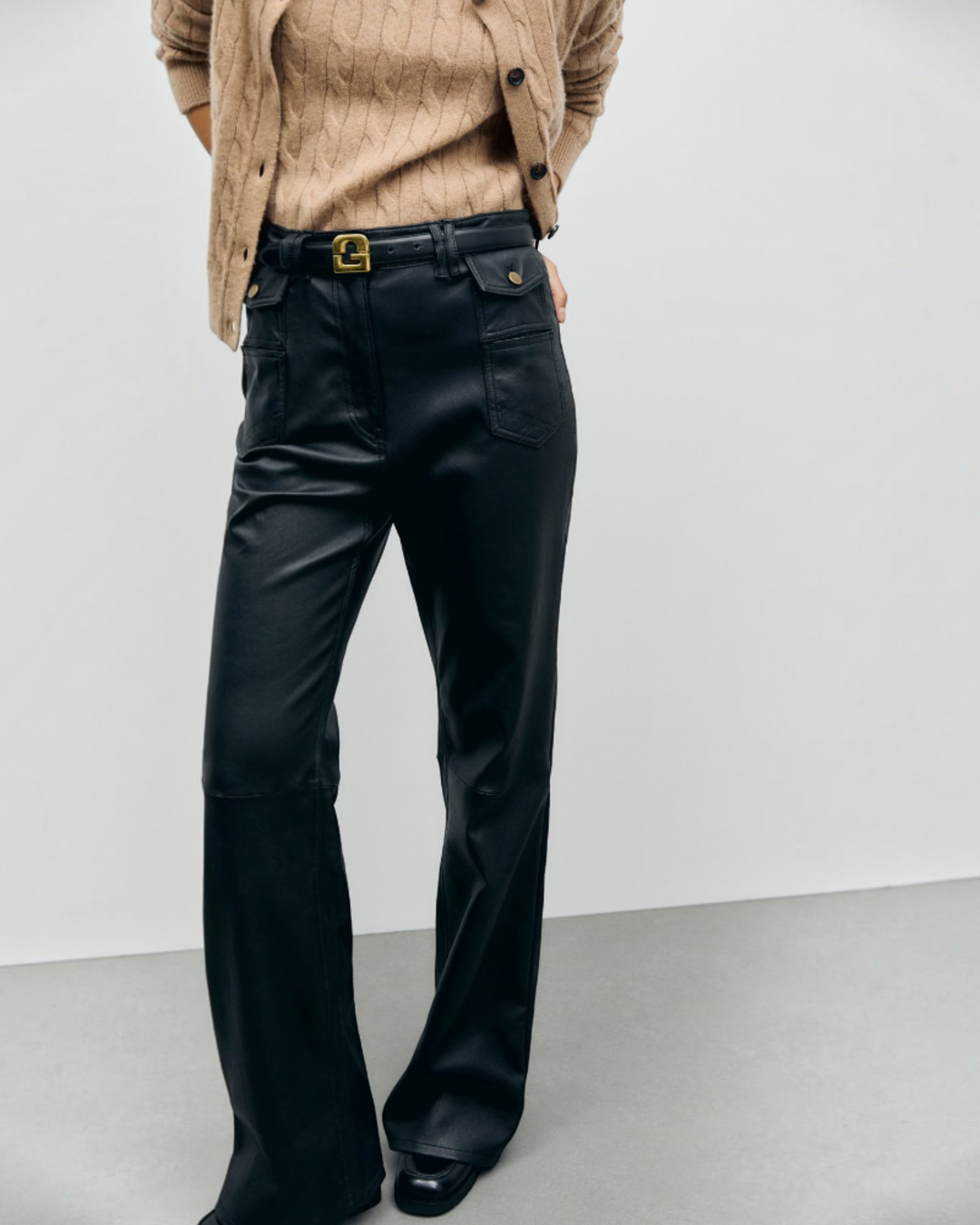 Gerard Darel - Cynthia Leather Flare Pants - Black