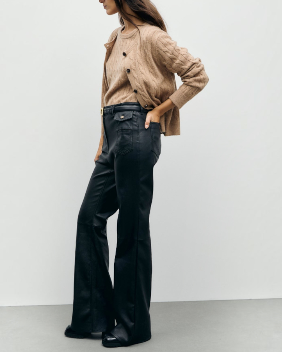 Gerard Darel - Cynthia Leather Flare Pants - Black