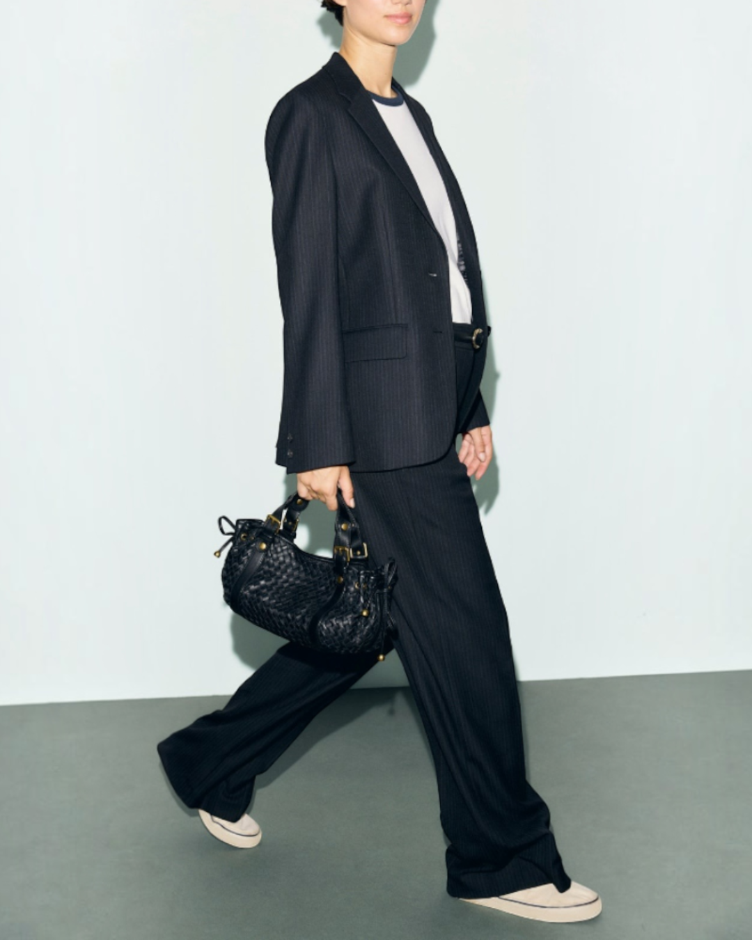 Gerard Darel - Pantalon Large De Tailleur À Fines Rayures Mimi - Noir