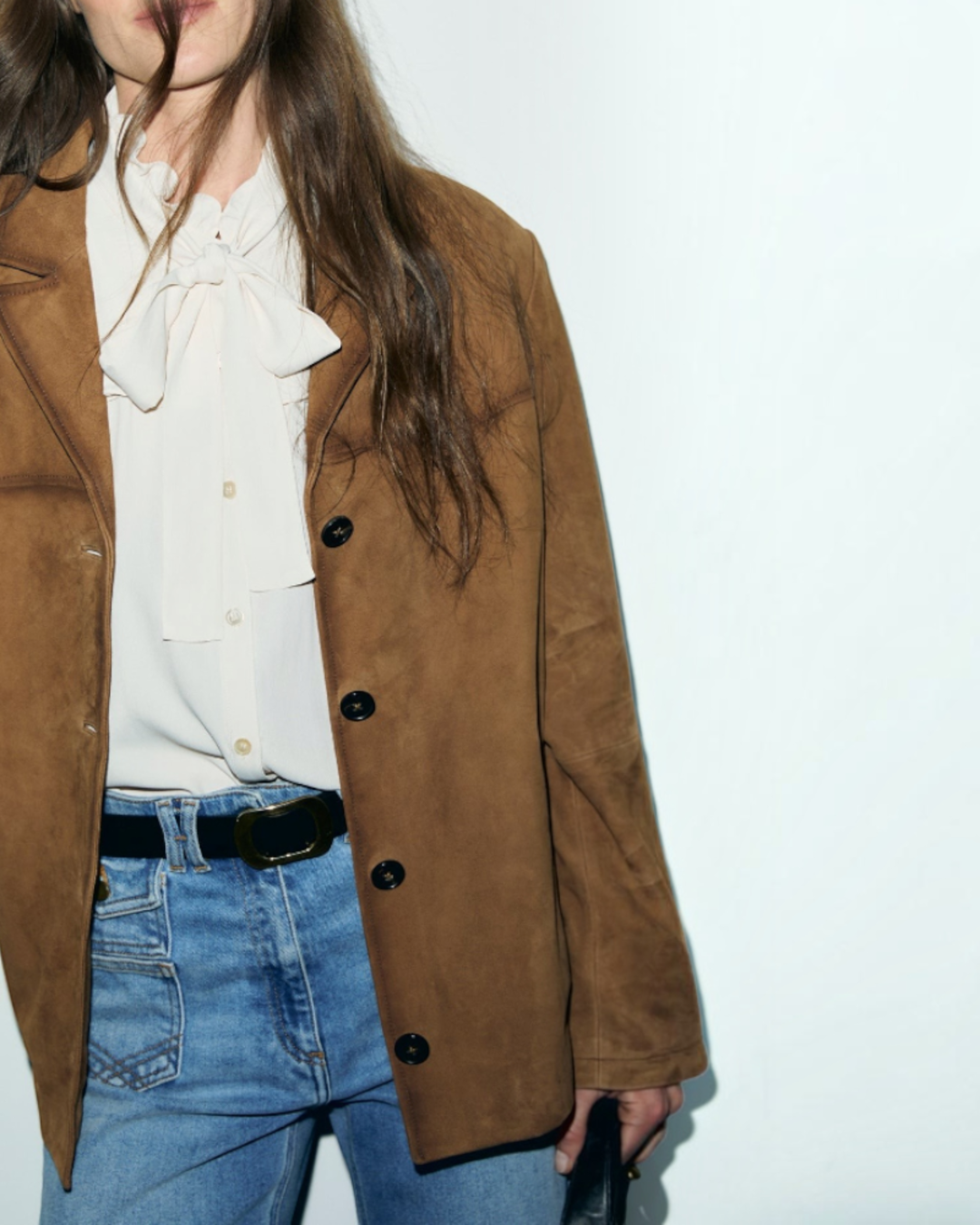 Gerard Darel - Veste Col Tailleur En Cuir Velours Paule - Marron