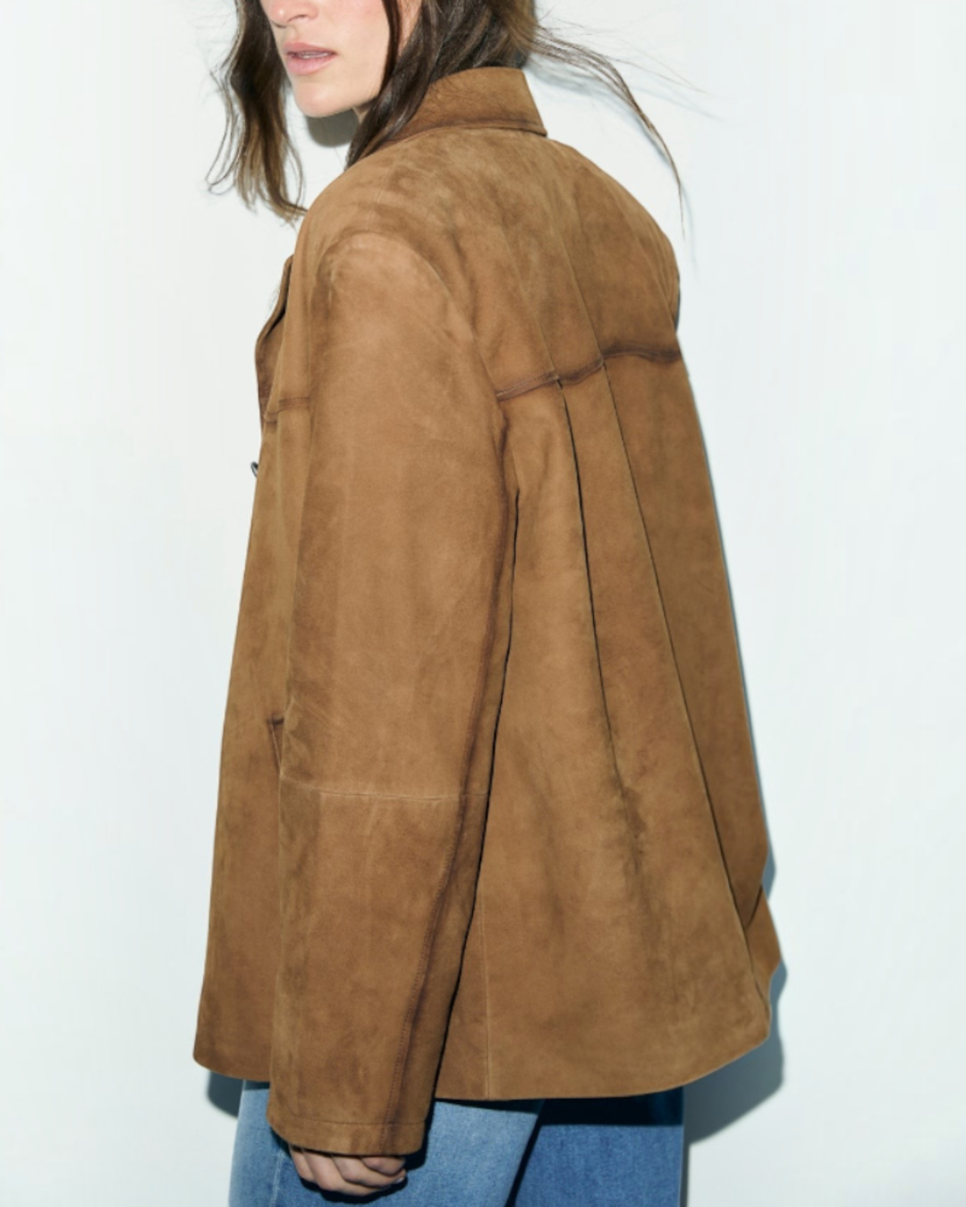 Gerard Darel - Paule Velvet Leather Jacket with Tailored Collar - Brown