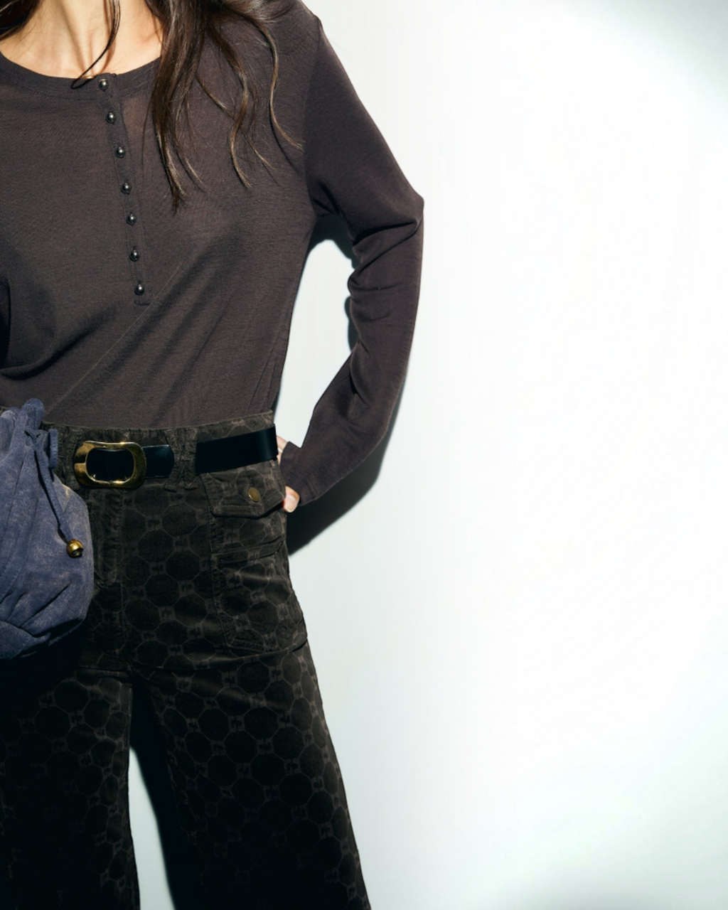 Gerard Darel - Anna Monogram Velvet Flare Pants - Brown