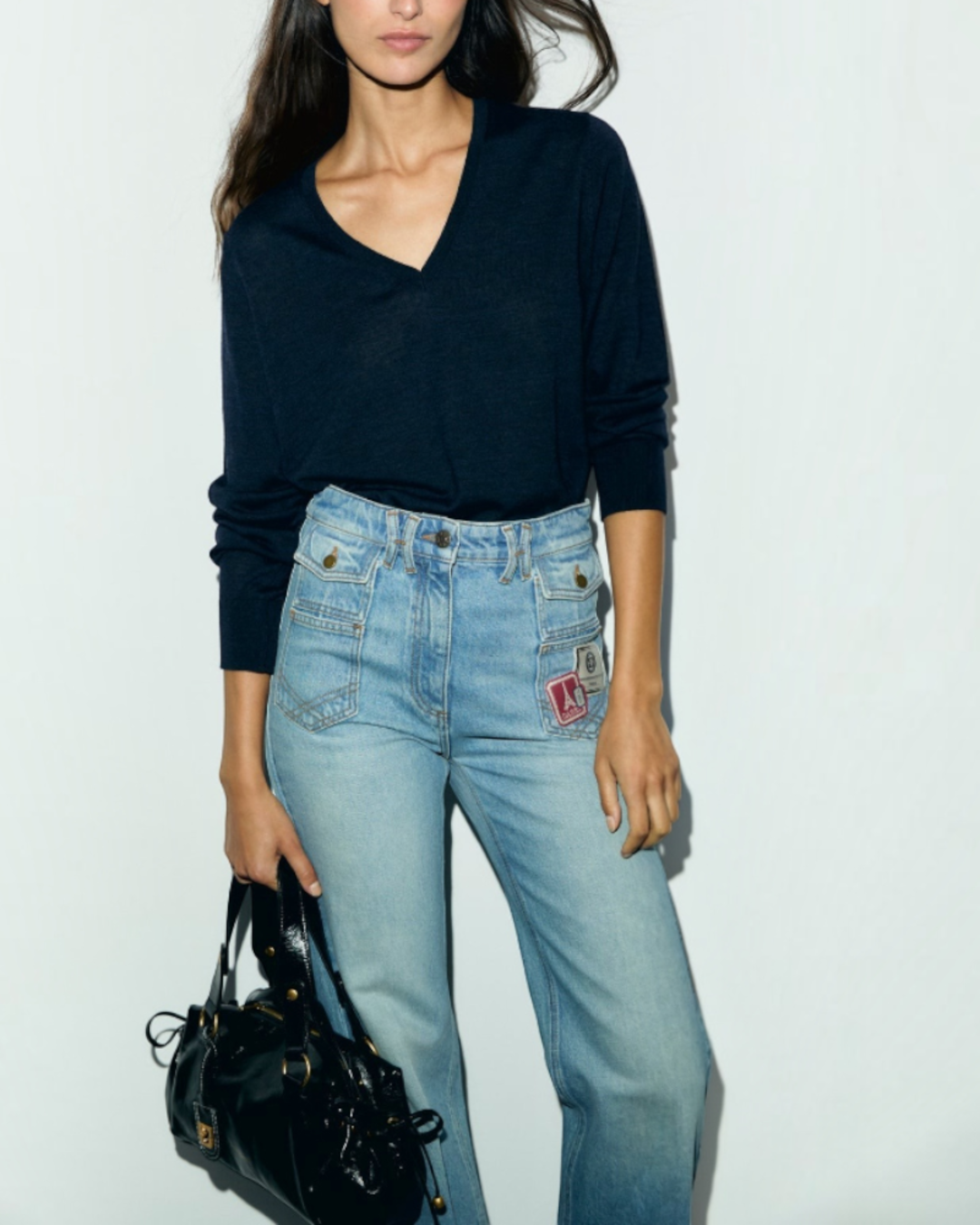 Gerard Darel - Rachel Fine Wool V Sweater - Navy