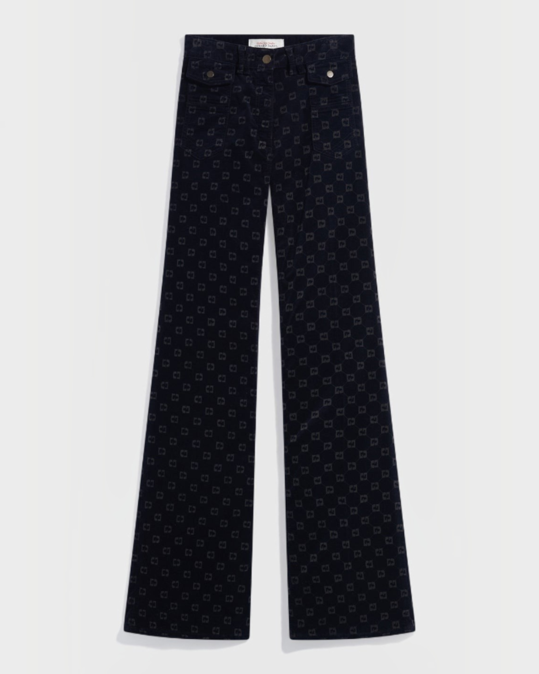 Gerard Darel - Anna Monogram Velvet Flare Pants - Navy