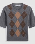 Gerard Darel - Rema Short Sleeve Diamond Sweater - Grey