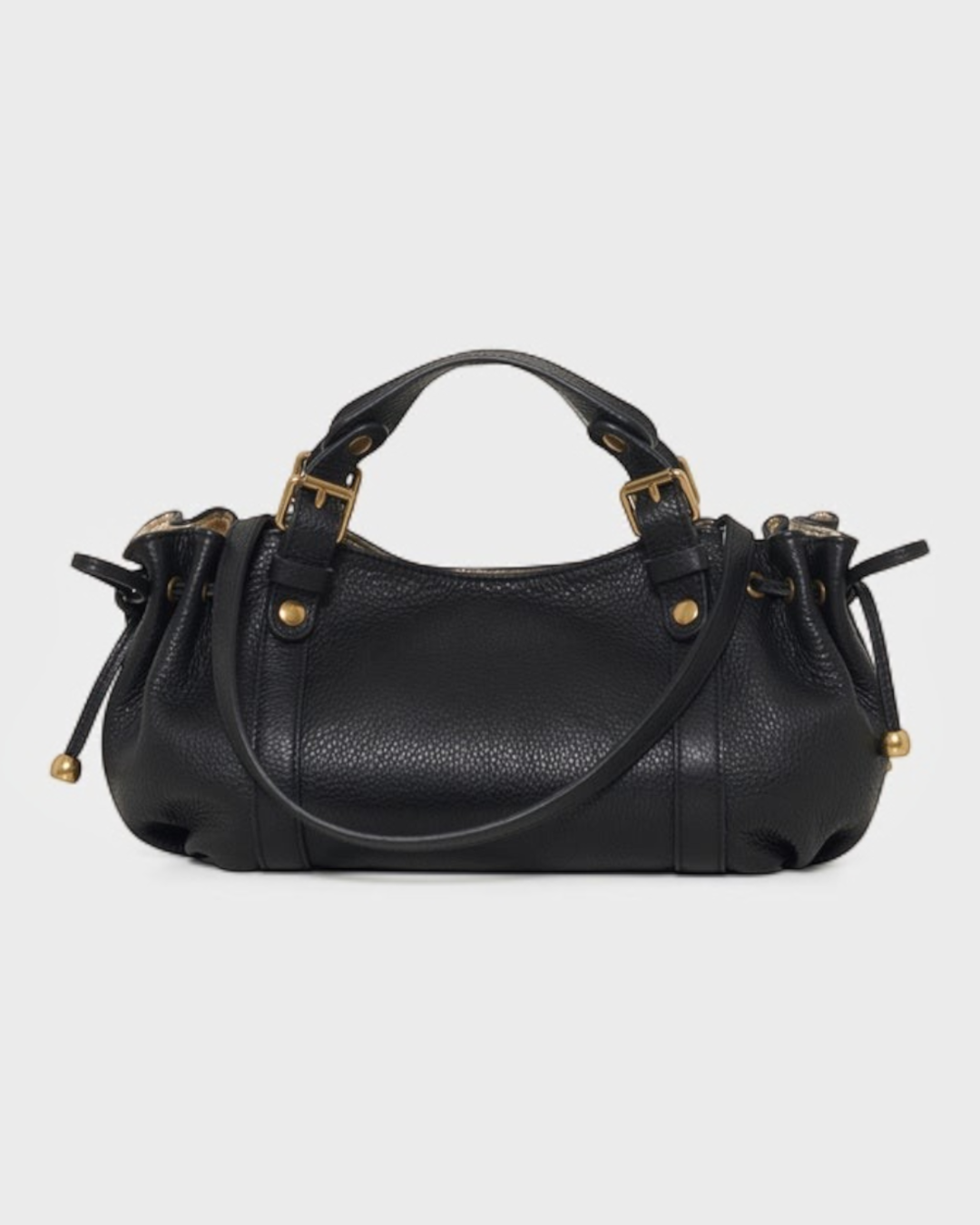 Gerard Darel - Mini Sac À Main En Cuir Grainé Intérieur Métallisé 12H - Noir & Or