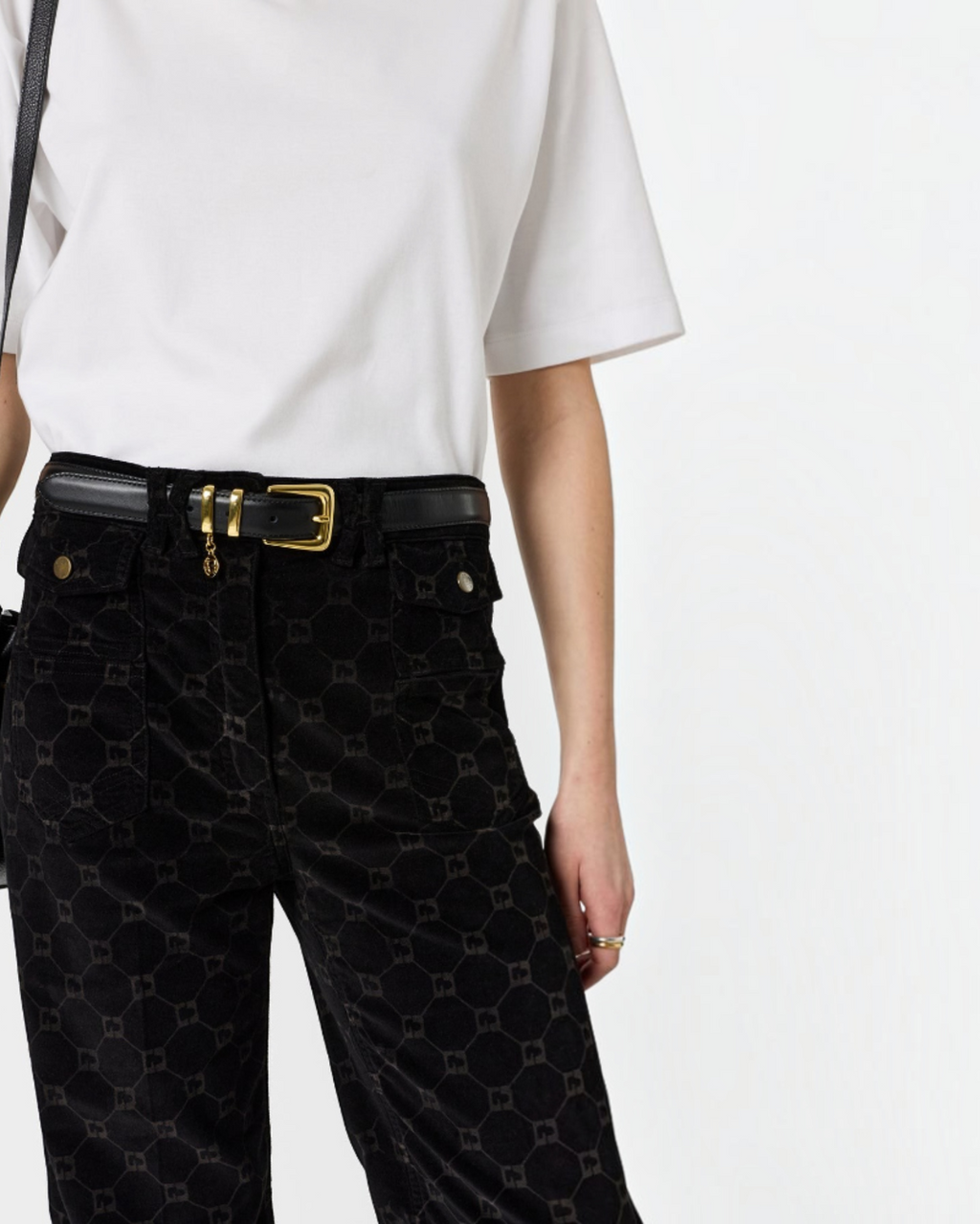 Gerard Darel - Anna Monogram Velvet Flare Jeans - Black