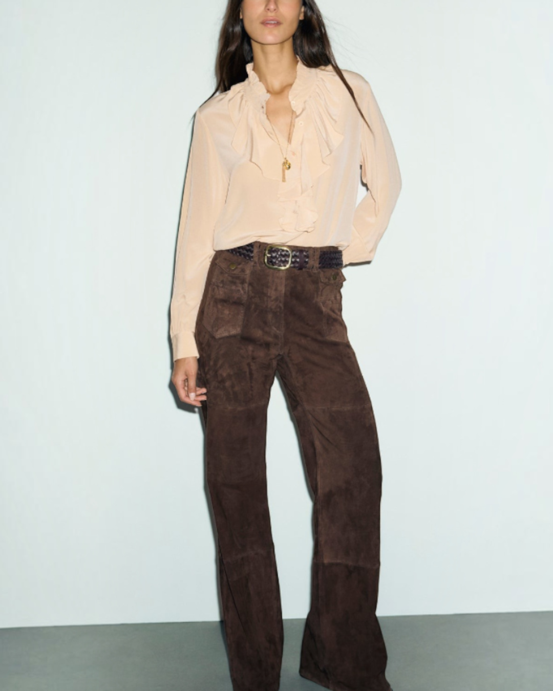 Gerard Darel - Loan Silk Ruffled Blouse - Orange