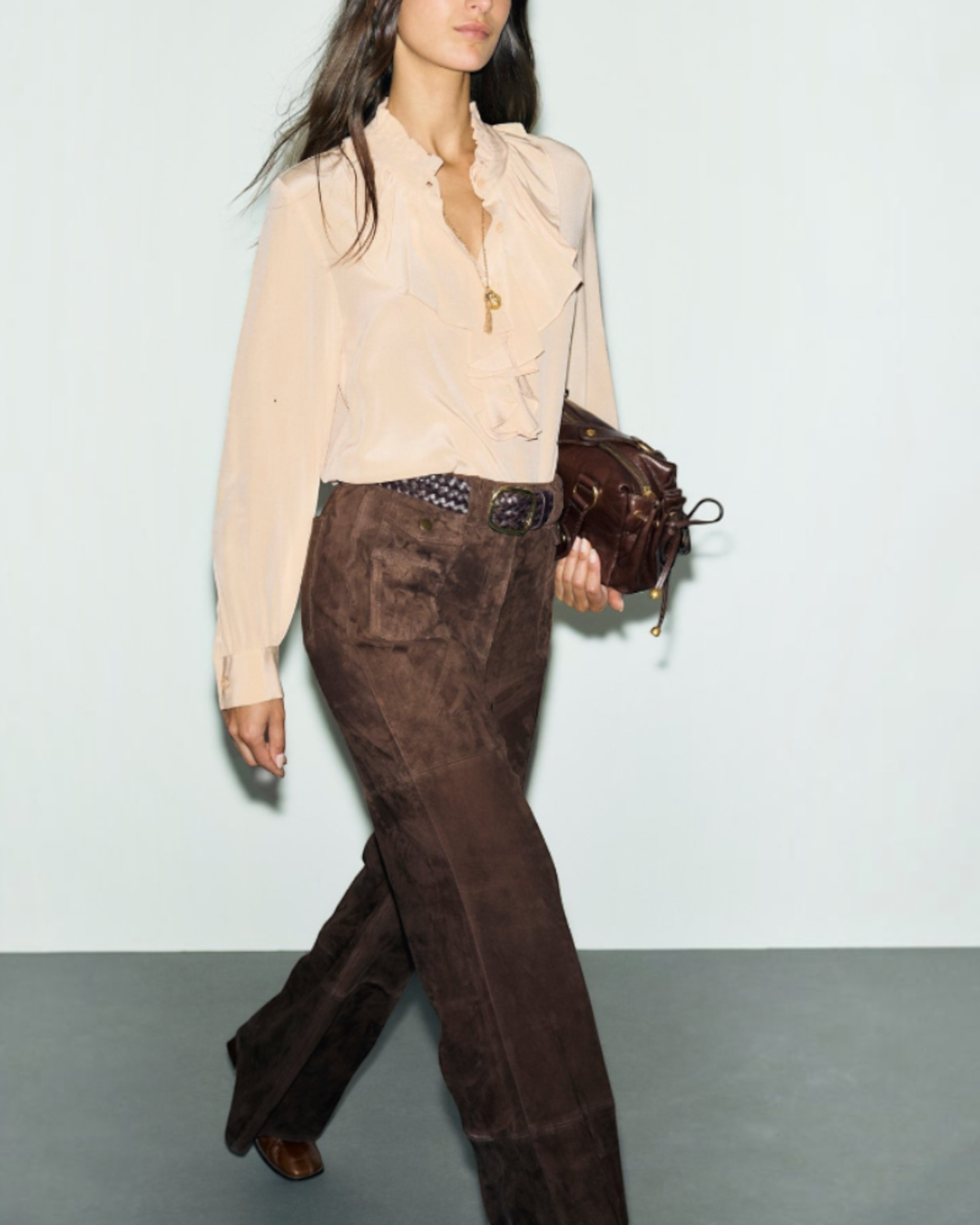 Gerard Darel - Blouse À Volants En Soie Loan - Orange