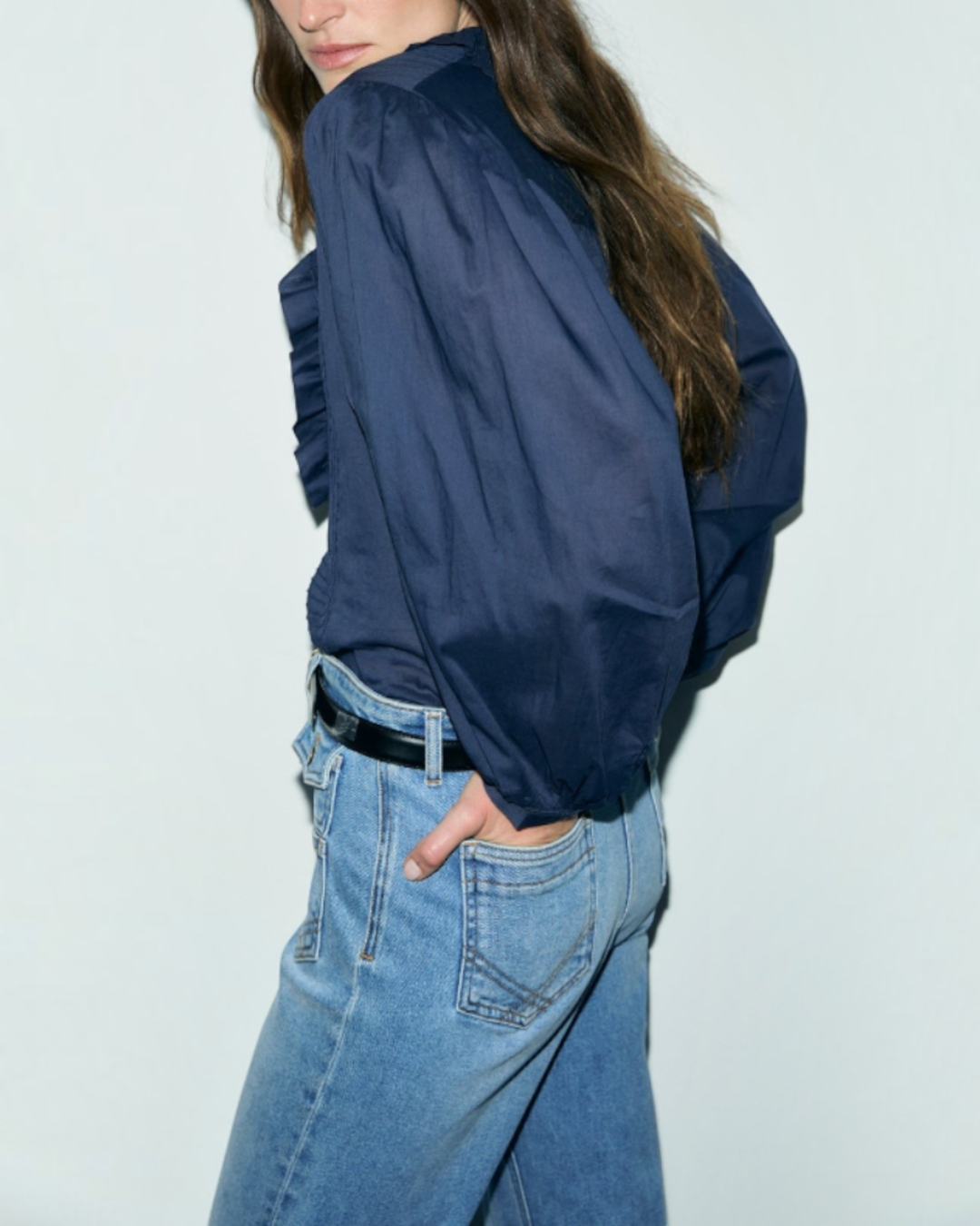 Gerard Darel - Leone Ruffled Cotton Voile Blouse - Navy
