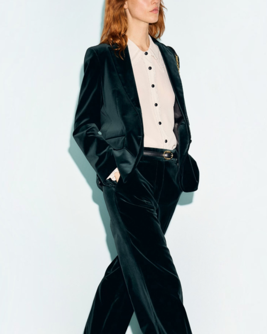 Gerard Darel - Ras Jyna Velvet Jacket - Green