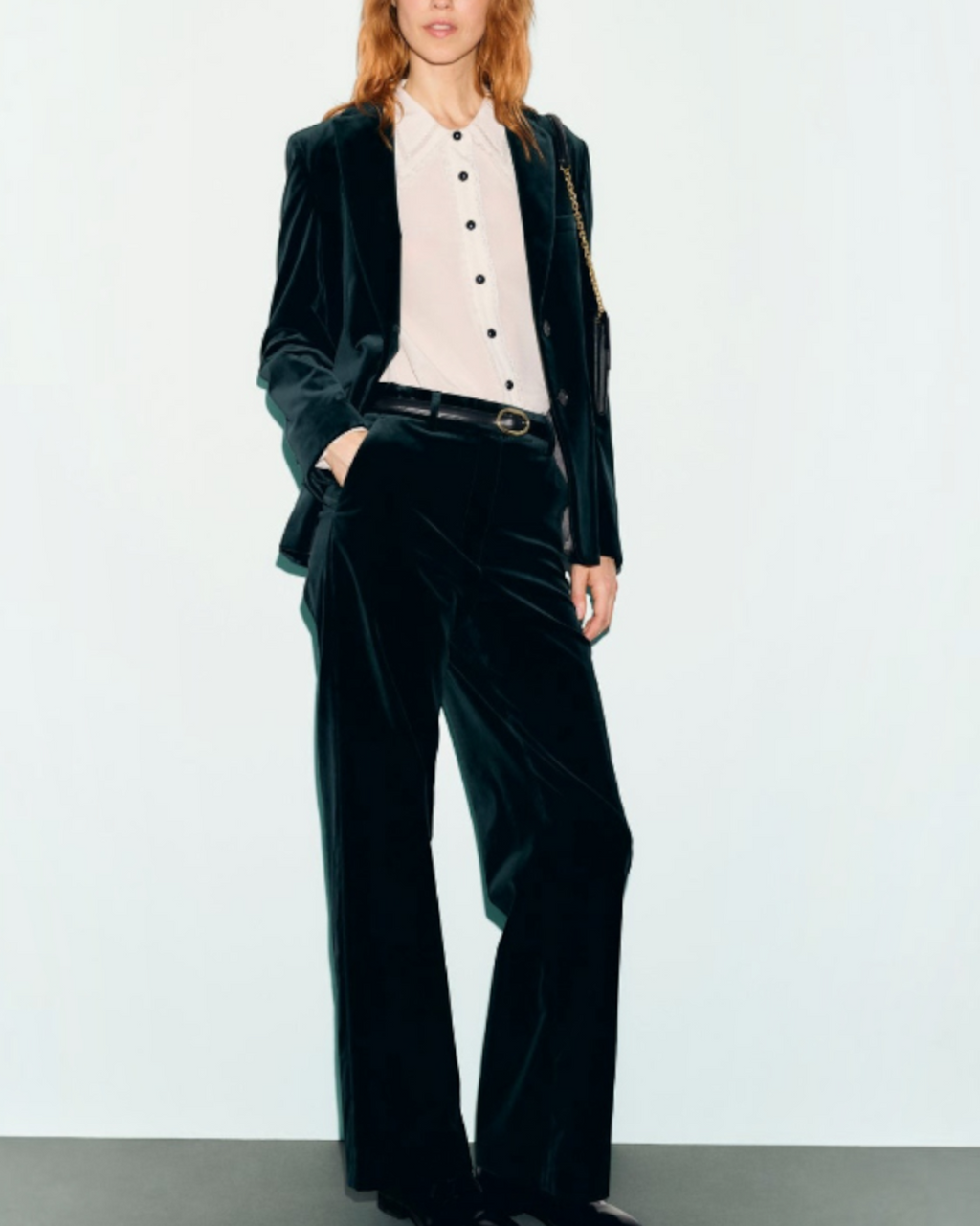 Gerard Darel - Pantalon Large De Tailleur En Velours Mya - Vert
