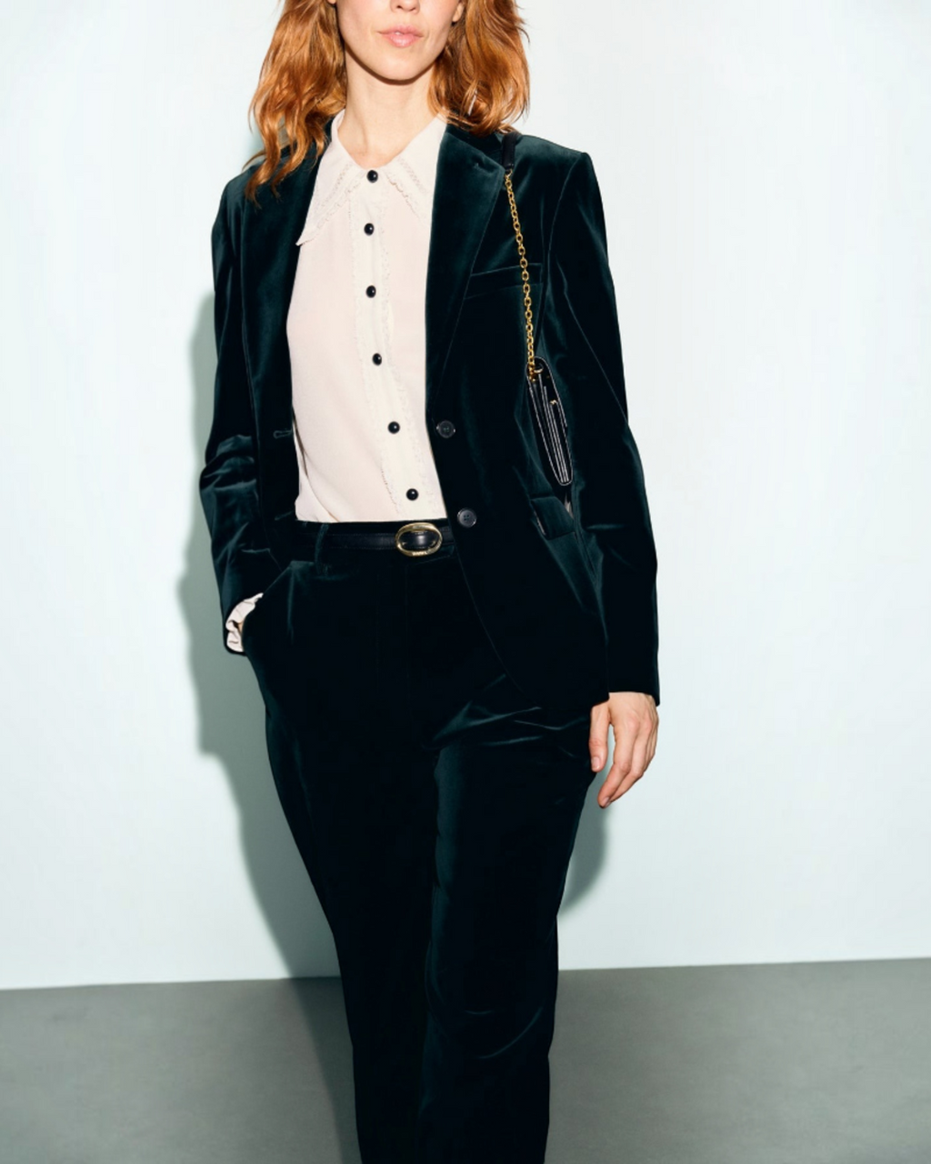 Gerard Darel - Pantalon Large De Tailleur En Velours Mya - Vert