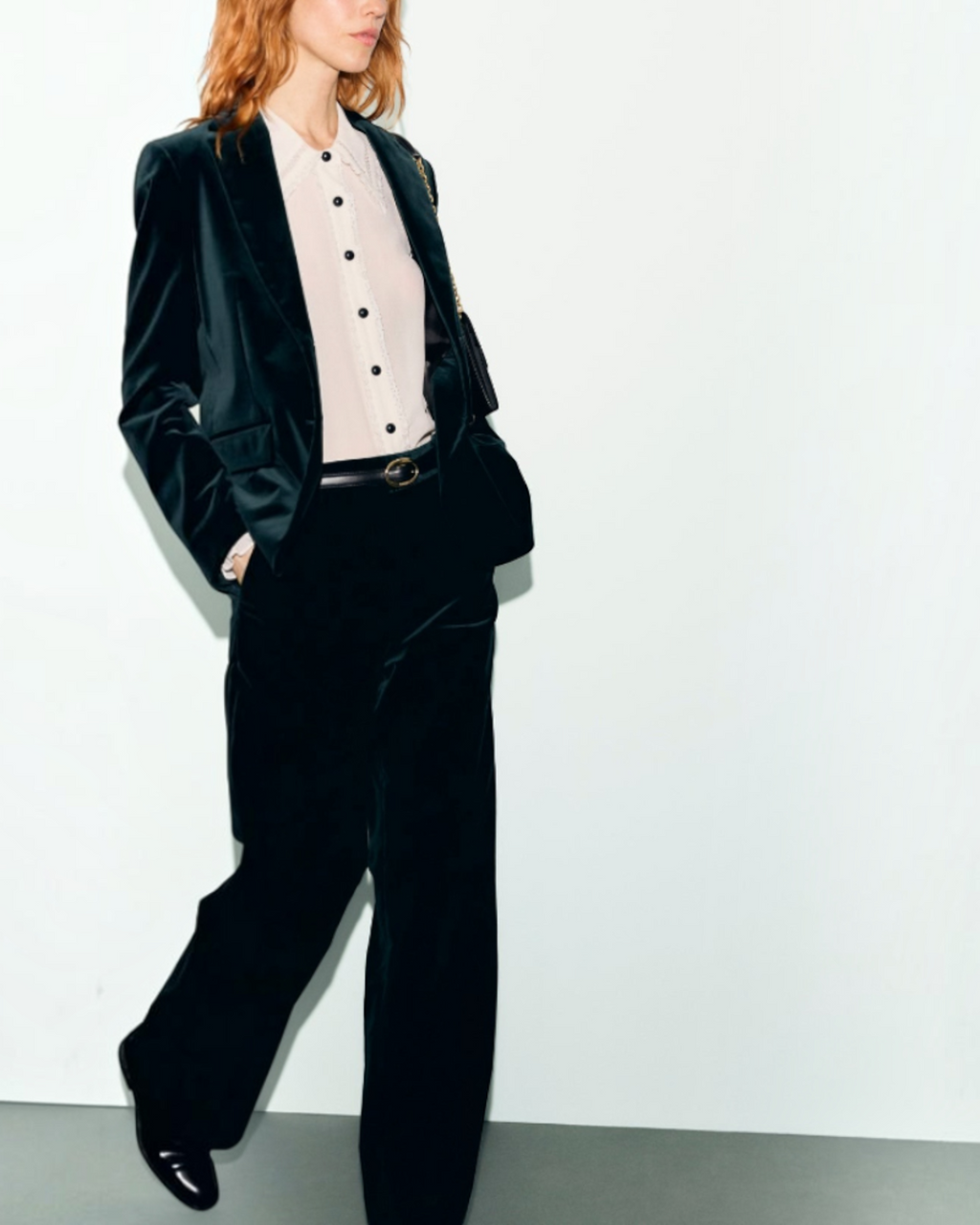 Gerard Darel - Pantalon Large De Tailleur En Velours Mya - Vert