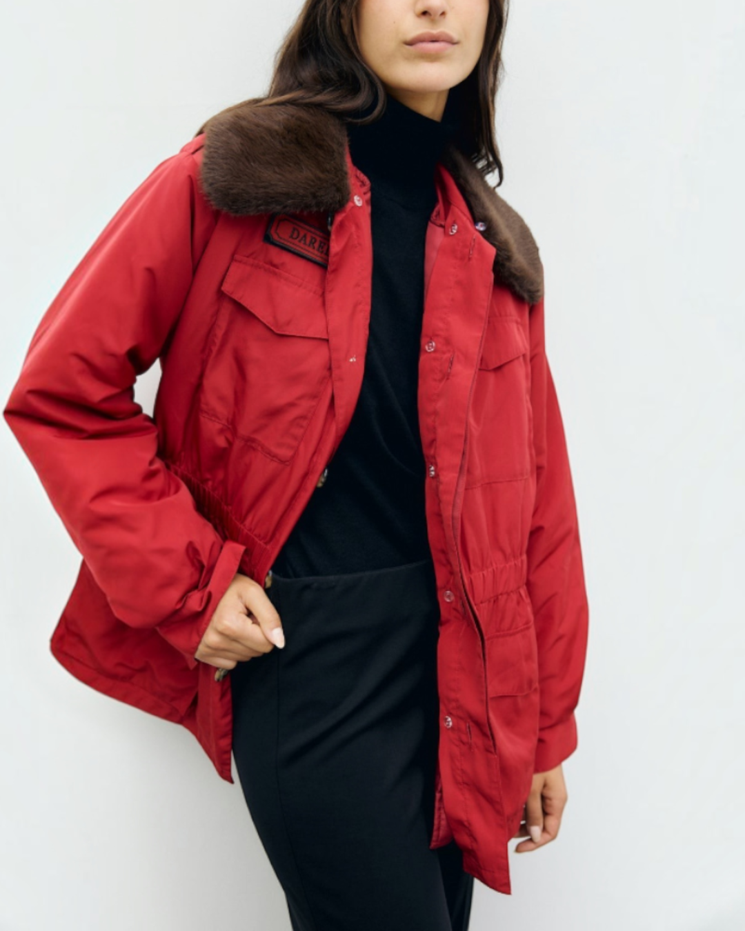 Gerard Darel - Parka Cintrée À Col En Fausse Fourrure Antmer - Rouge