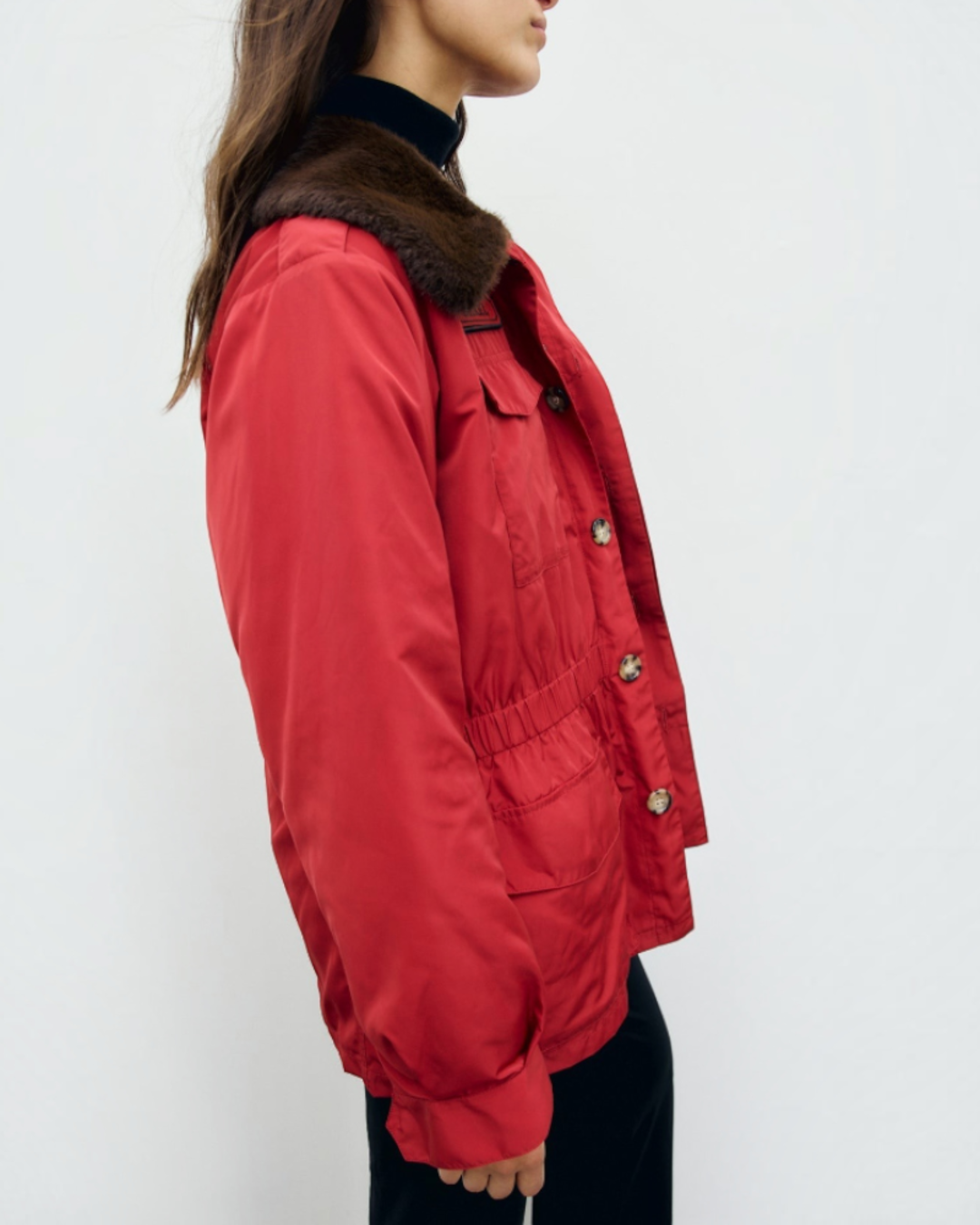 Gerard Darel - Parka Cintrée À Col En Fausse Fourrure Antmer - Rouge