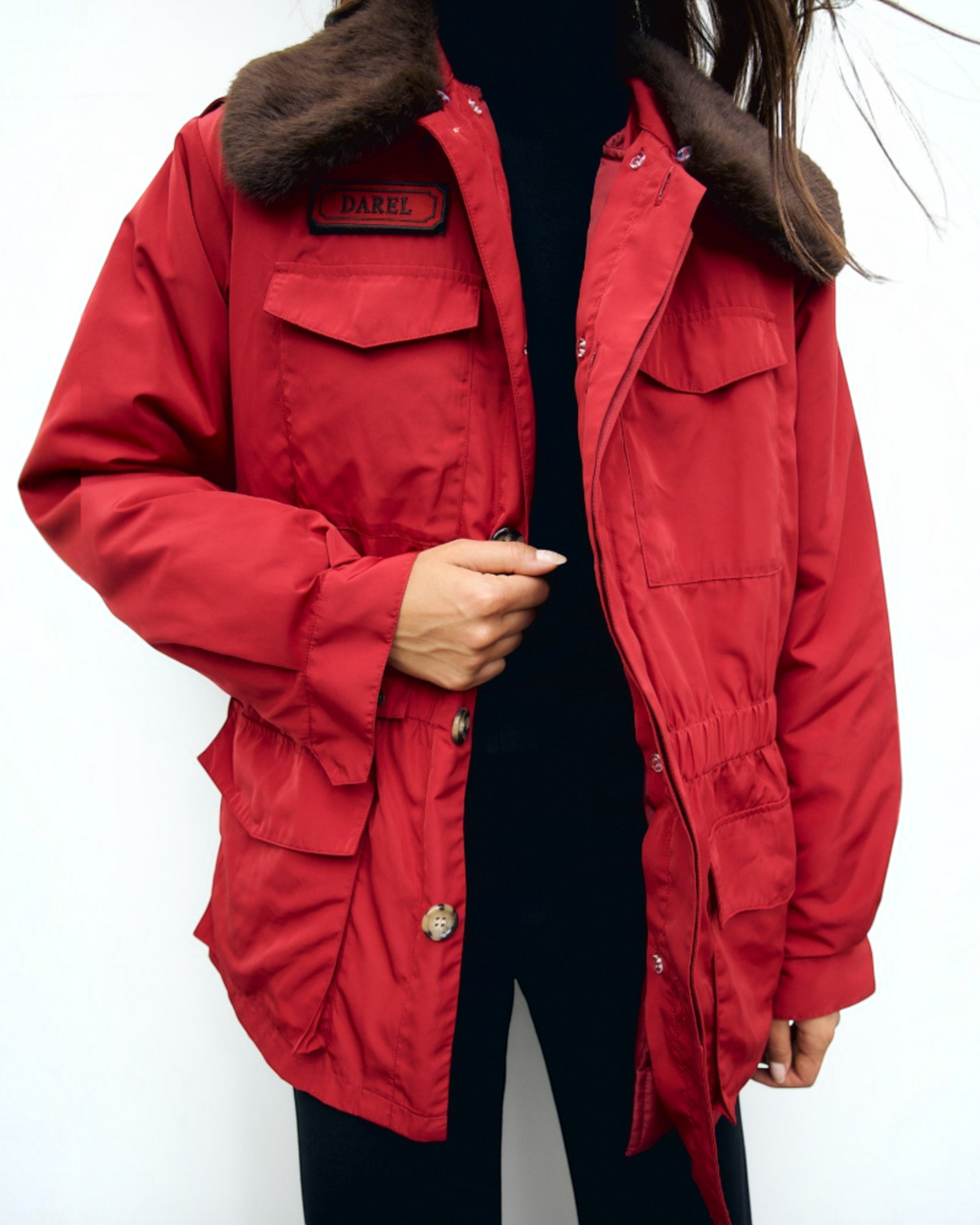 Gerard Darel - Antmer Fitted Parka With Faux Fur Collar - Red