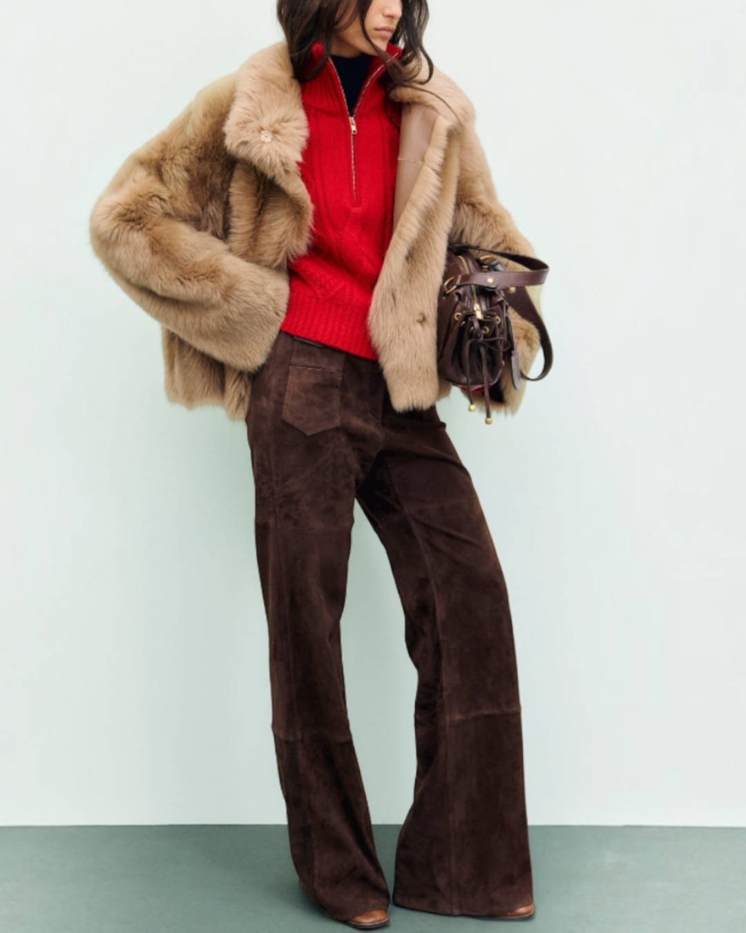 Gerard Darel - Roxy Cable-knit Trucker Sweater - Red