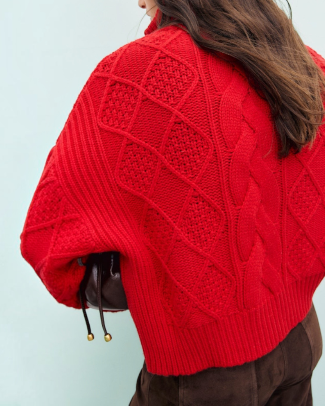Gerard Darel - Roxy Cable-knit Trucker Sweater - Red