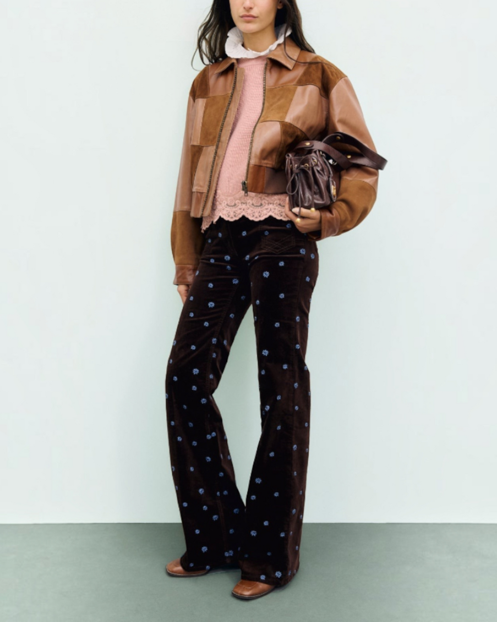 Gerard Darel - Blouson En Cuir À Empiècements Jao - Marron
