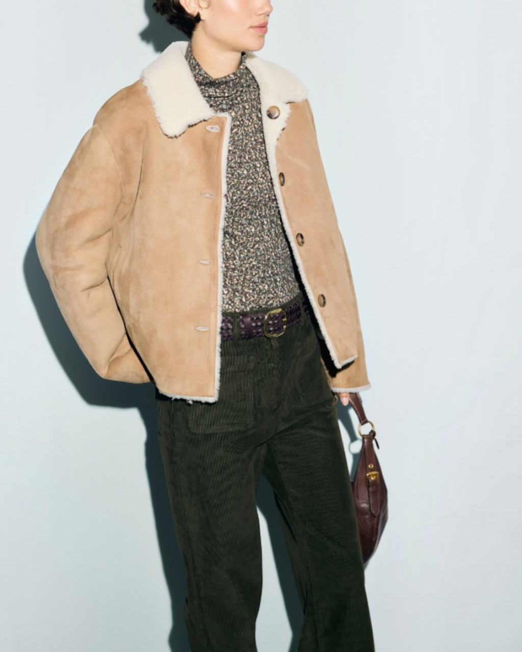 Gerard Darel - Farra Short Reversible Shearling Coat - Brown