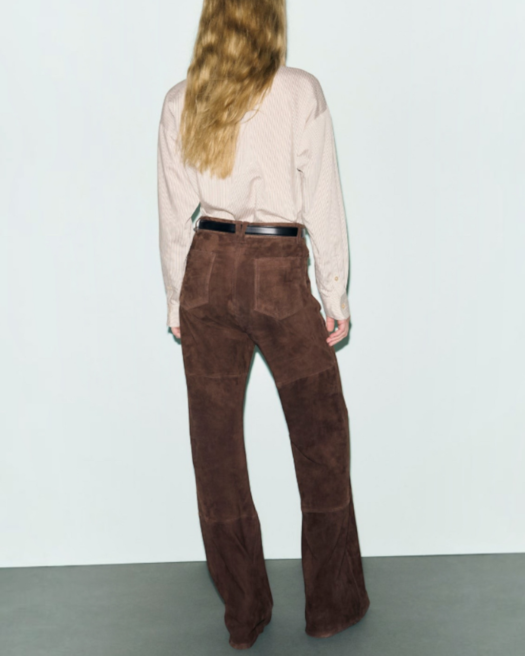 Gerard Darel - Jean Flare En Cuir Velours Anna - Marron