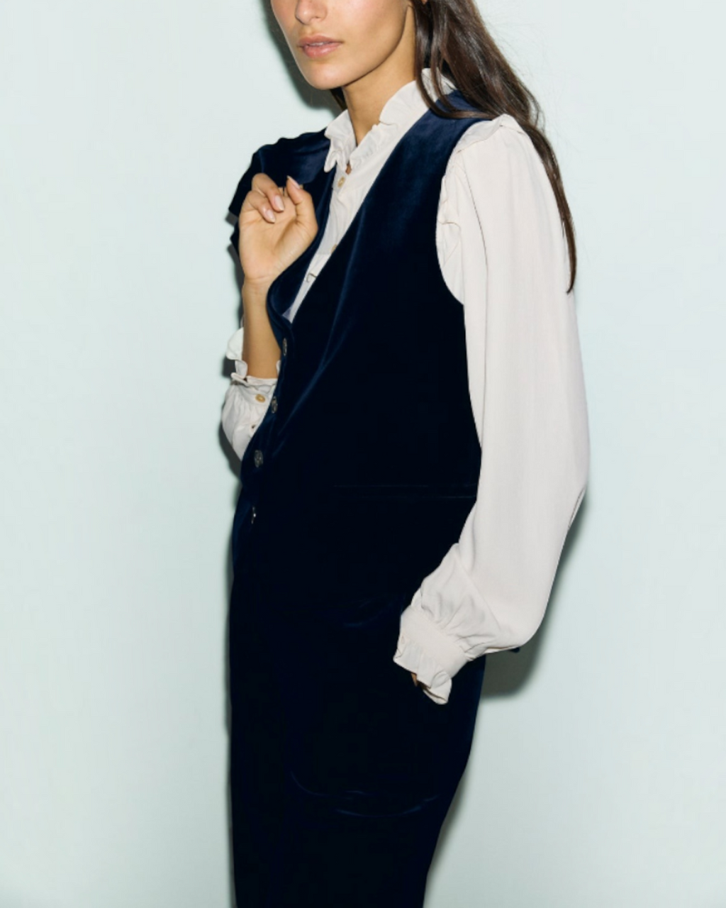 Gerard Darel - Jae Ras Velvet Suit Vest - Navy
