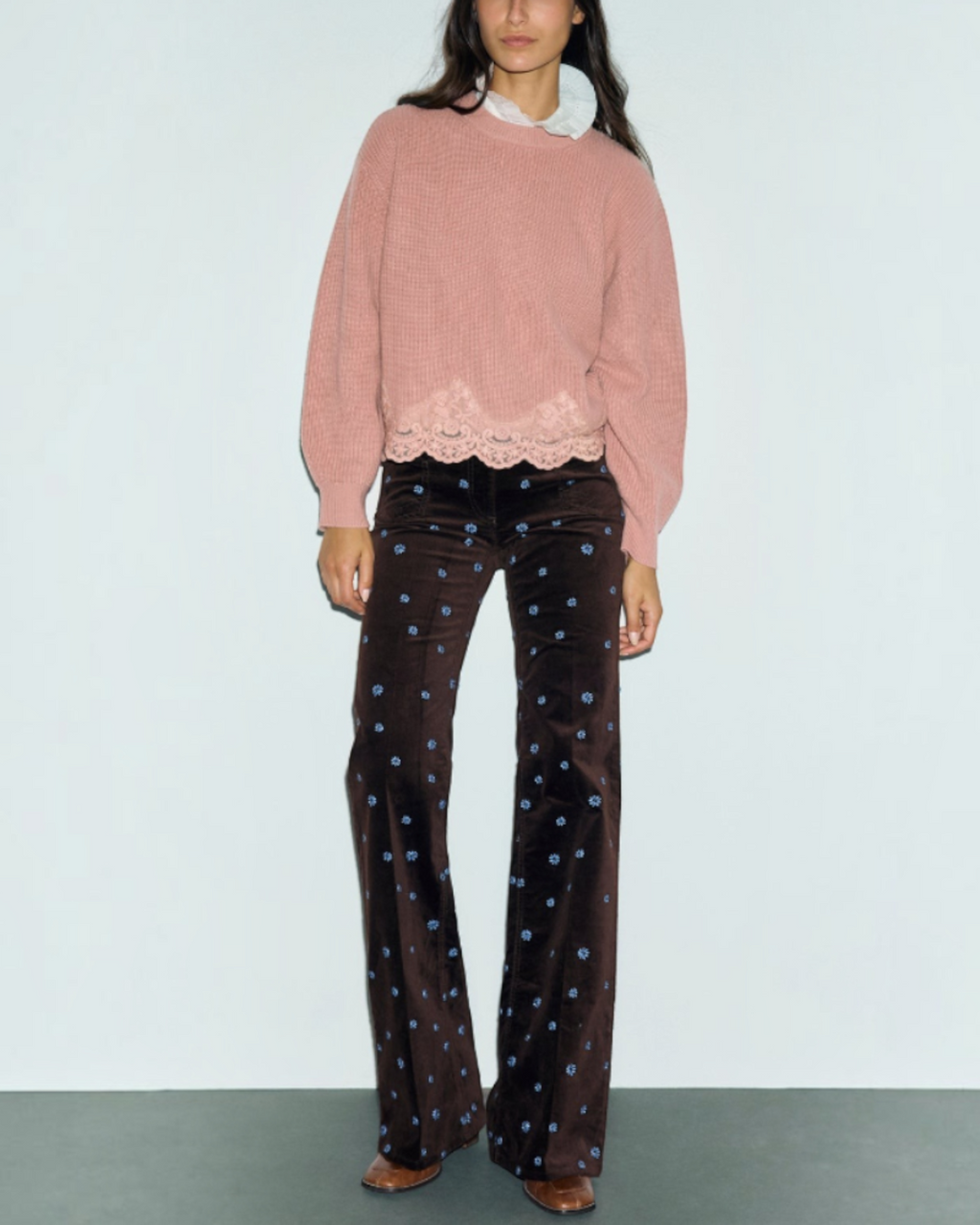 Gerard Darel - Riviera Loose Wool And Lace Sweater - Pink