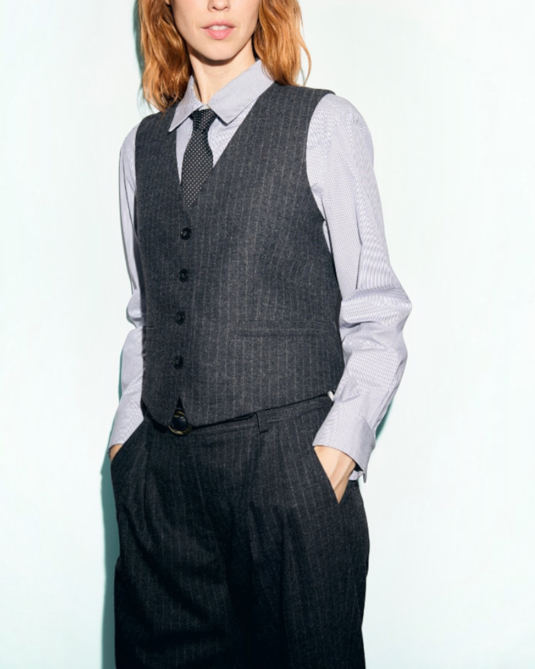 Gerard Darel - Juza Striped Flannel Suit Vest - Grey