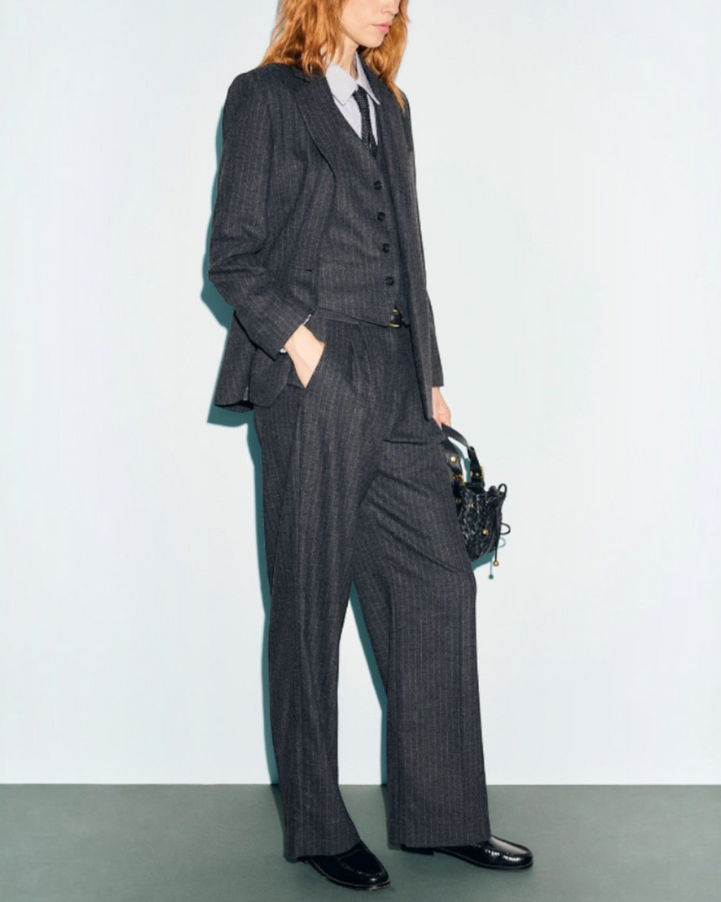 Gerard Darel - Pantalon En Flanelle Rayée Mini - Gris
