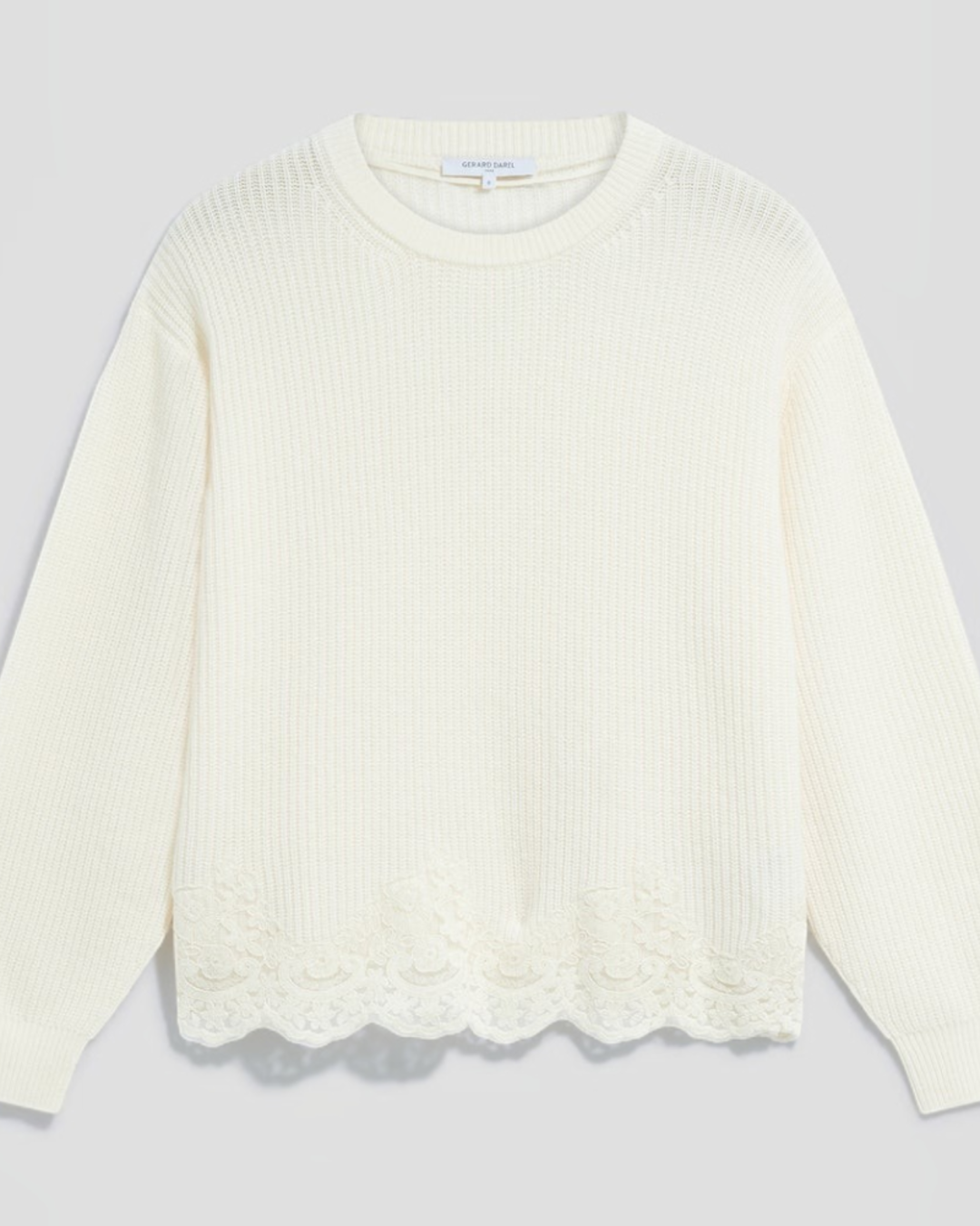 Gerard Darel - Riviera Loose Wool And Lace Sweater - White