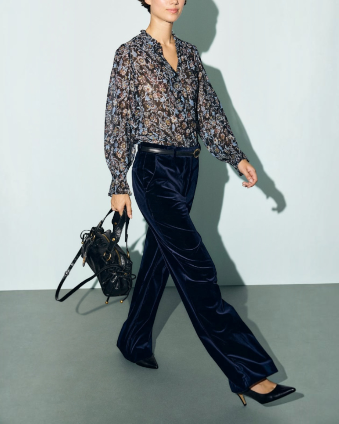 Gerard Darel - Mya Wide Velvet Suit Trousers - Navy